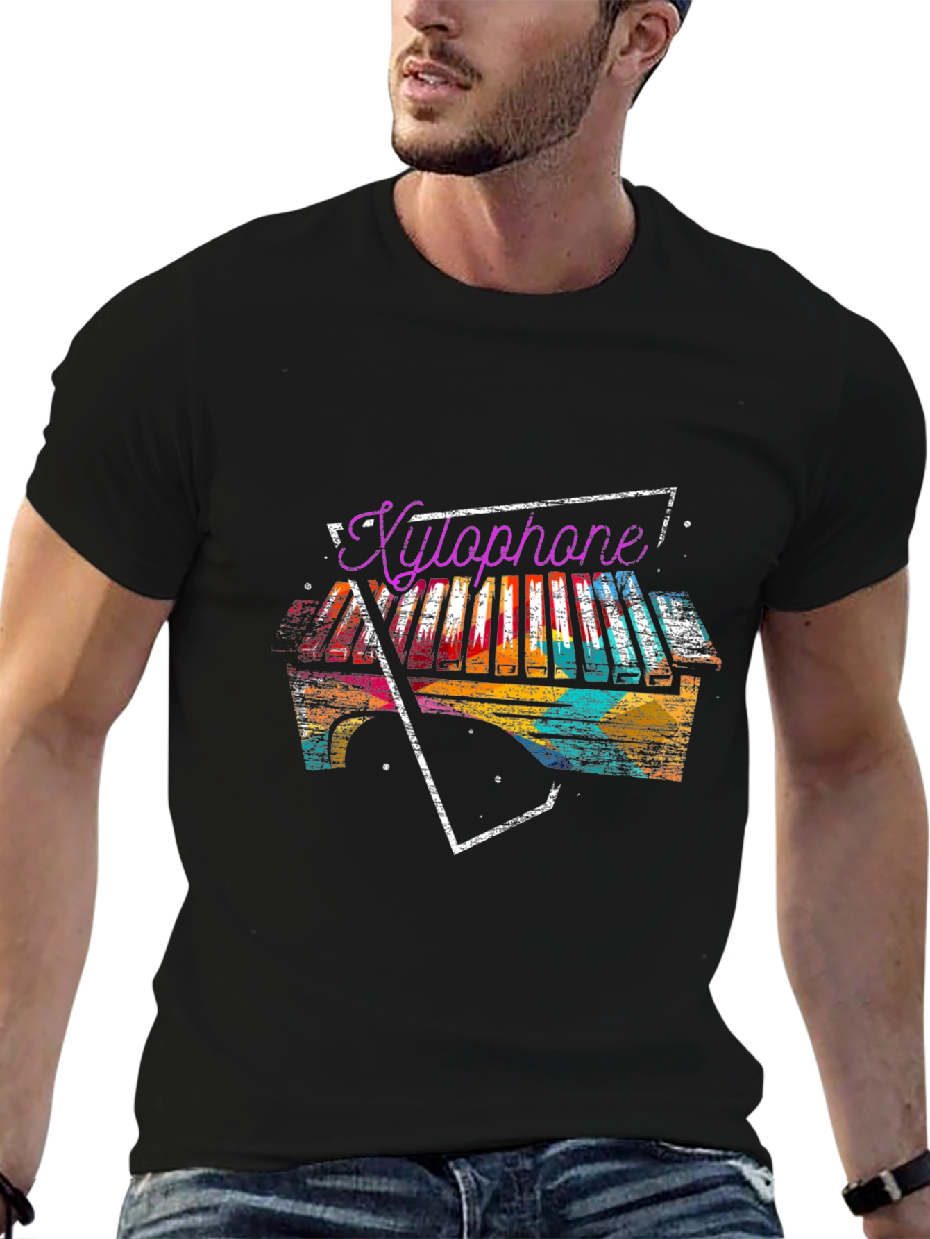 Black Xylophone Graphic Print Tee view 6