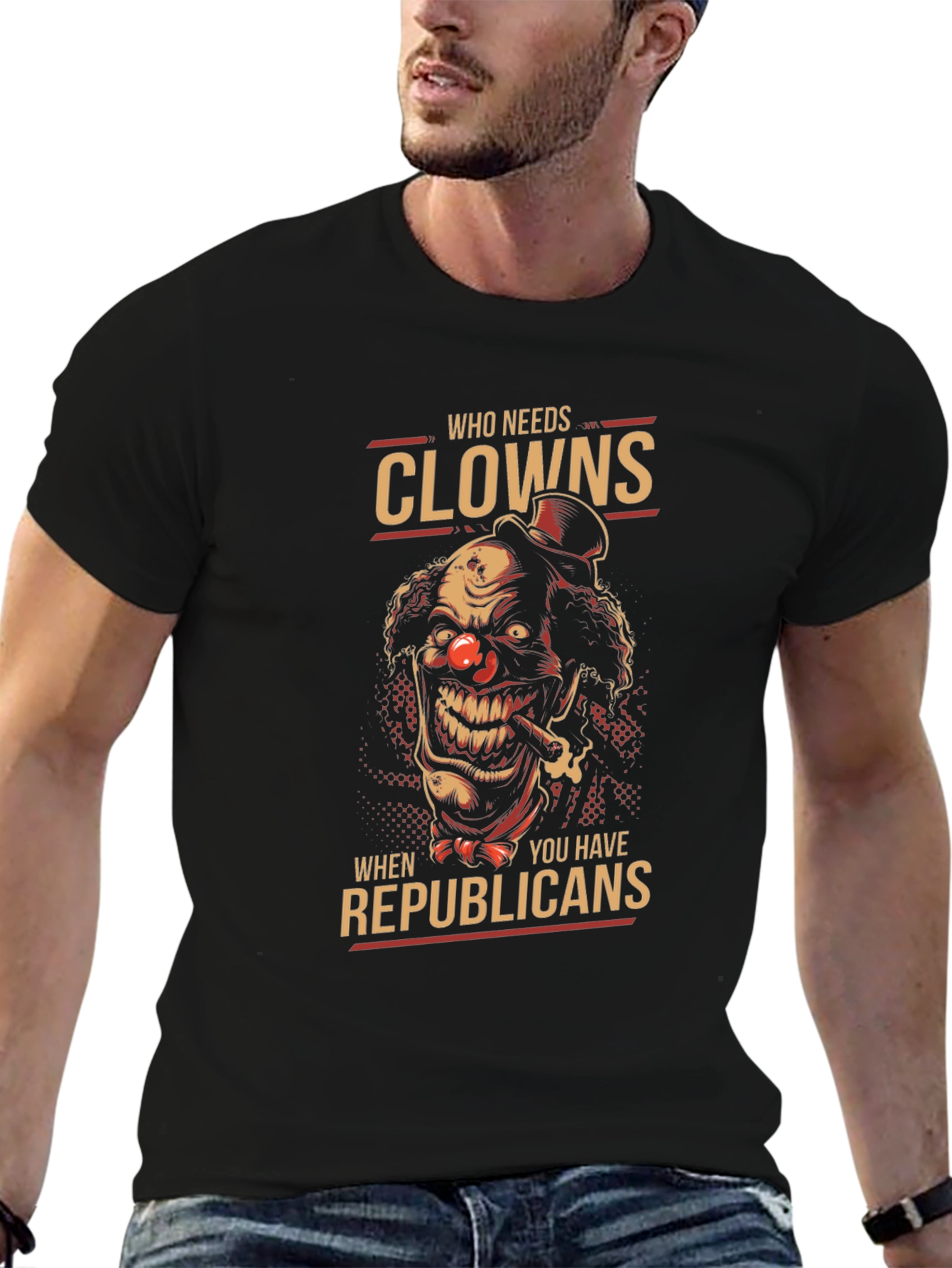 Black Clown vs Republicans Graphic Tee - Political Humor T-Shirt view 6