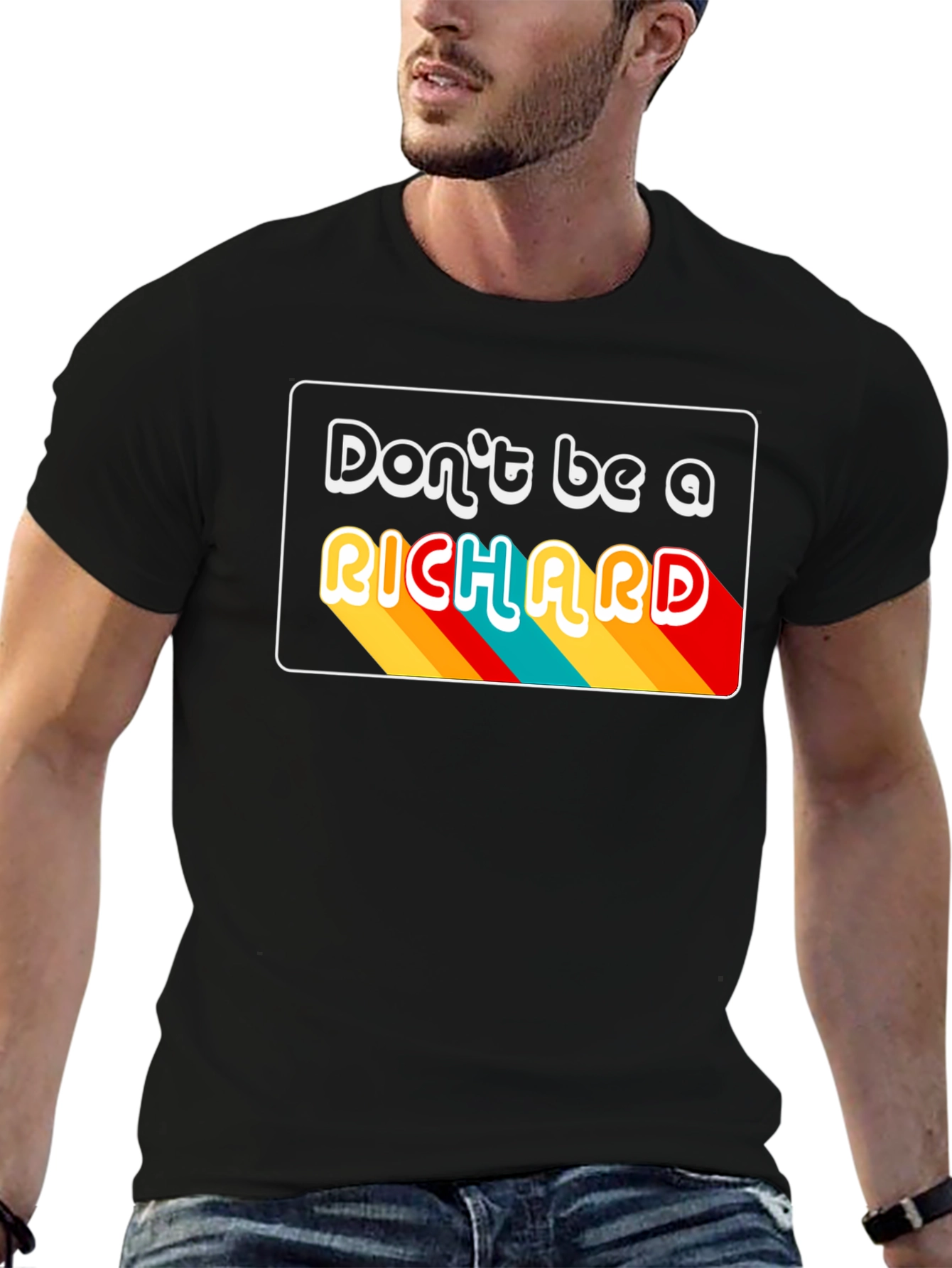 Black Don't Be A Richard Black Graphic T-Shirt view 6