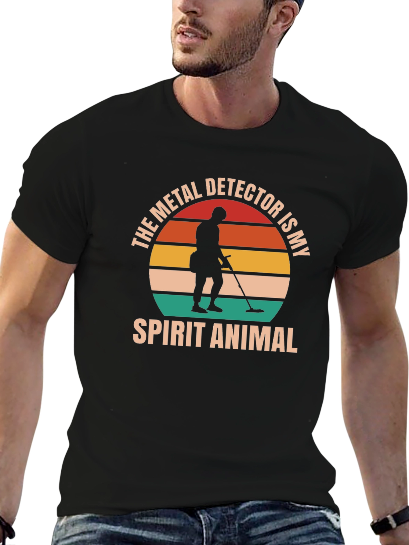 Black Metal Detector Spirit Animal T-Shirt view 6