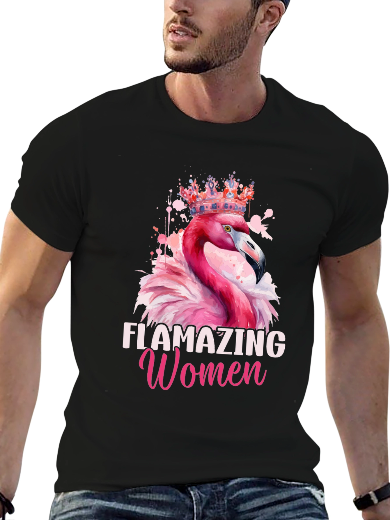 Black Flamazing Women Flamingo T-Shirt view 6