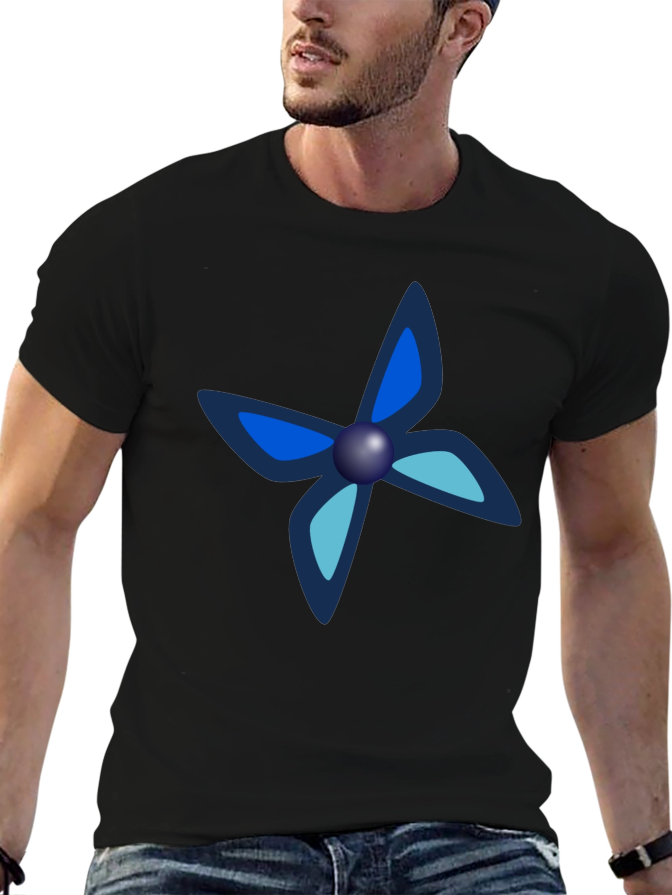 Black Black Tee with Unique Butterfly-Like Design view 6