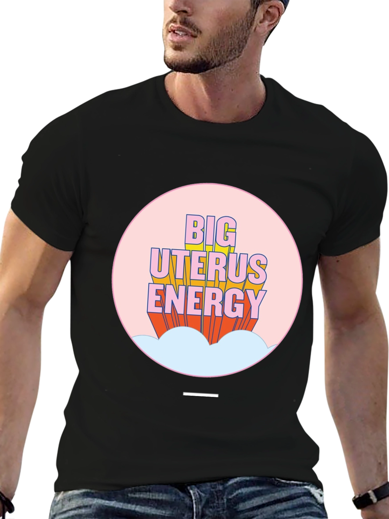 Black Big Uterus Energy Graphic Tee view 6