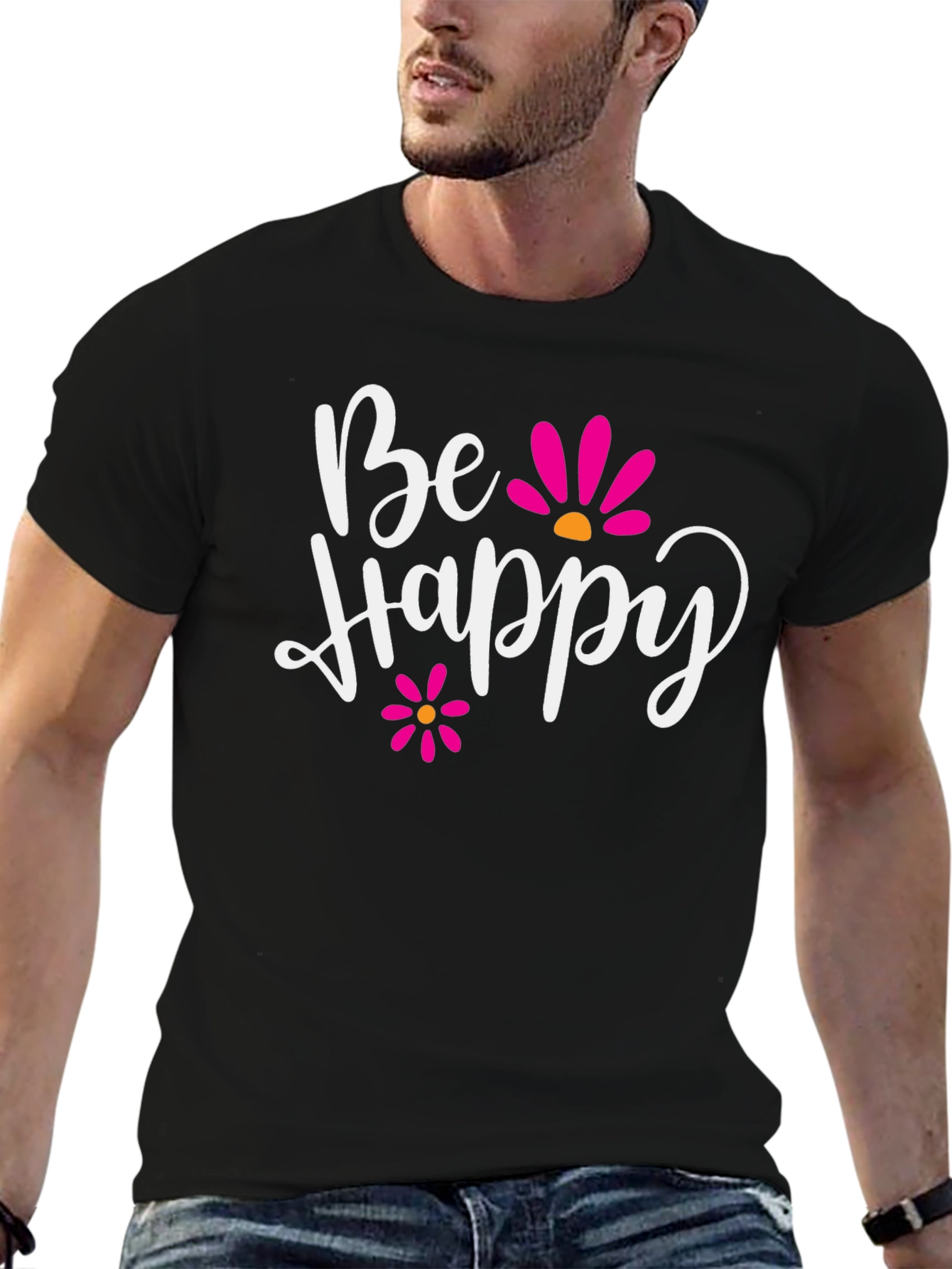 Black Be Happy Graphic Tee - Positive Vibes view 6