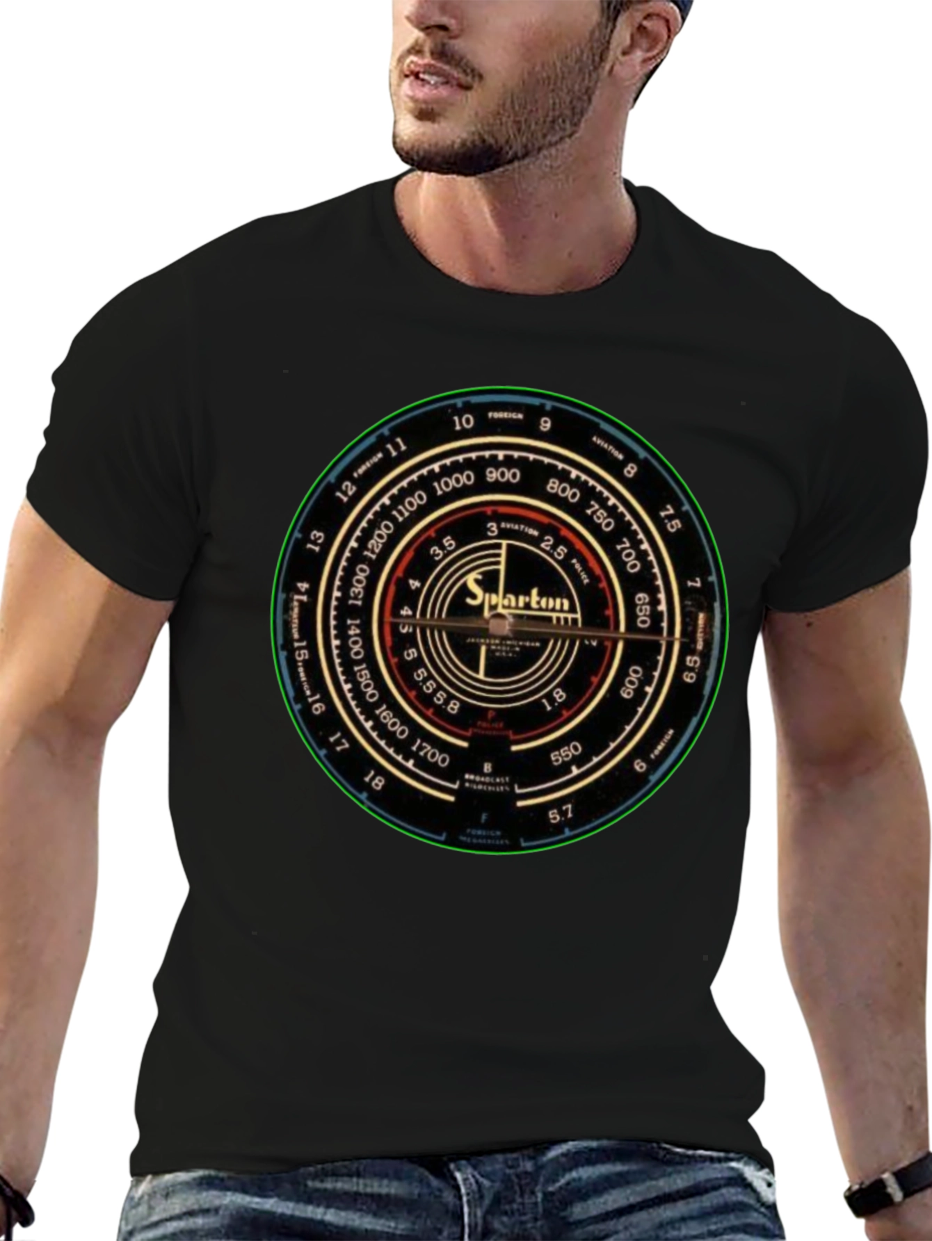 Black Sparton Radio Dial T-Shirt - Vintage Design view 6