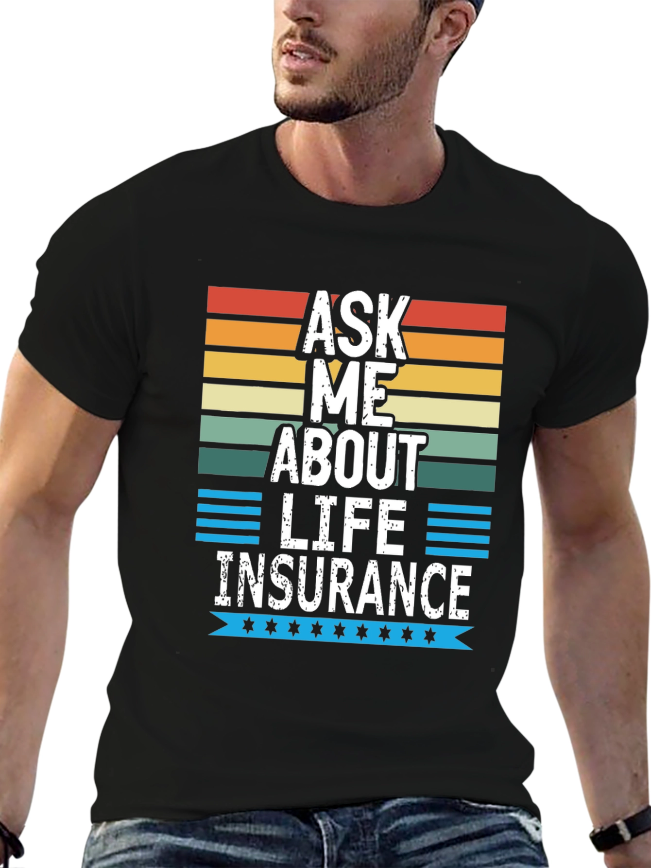 Black Ask Me About Life Insurance Graphic Tee view 6