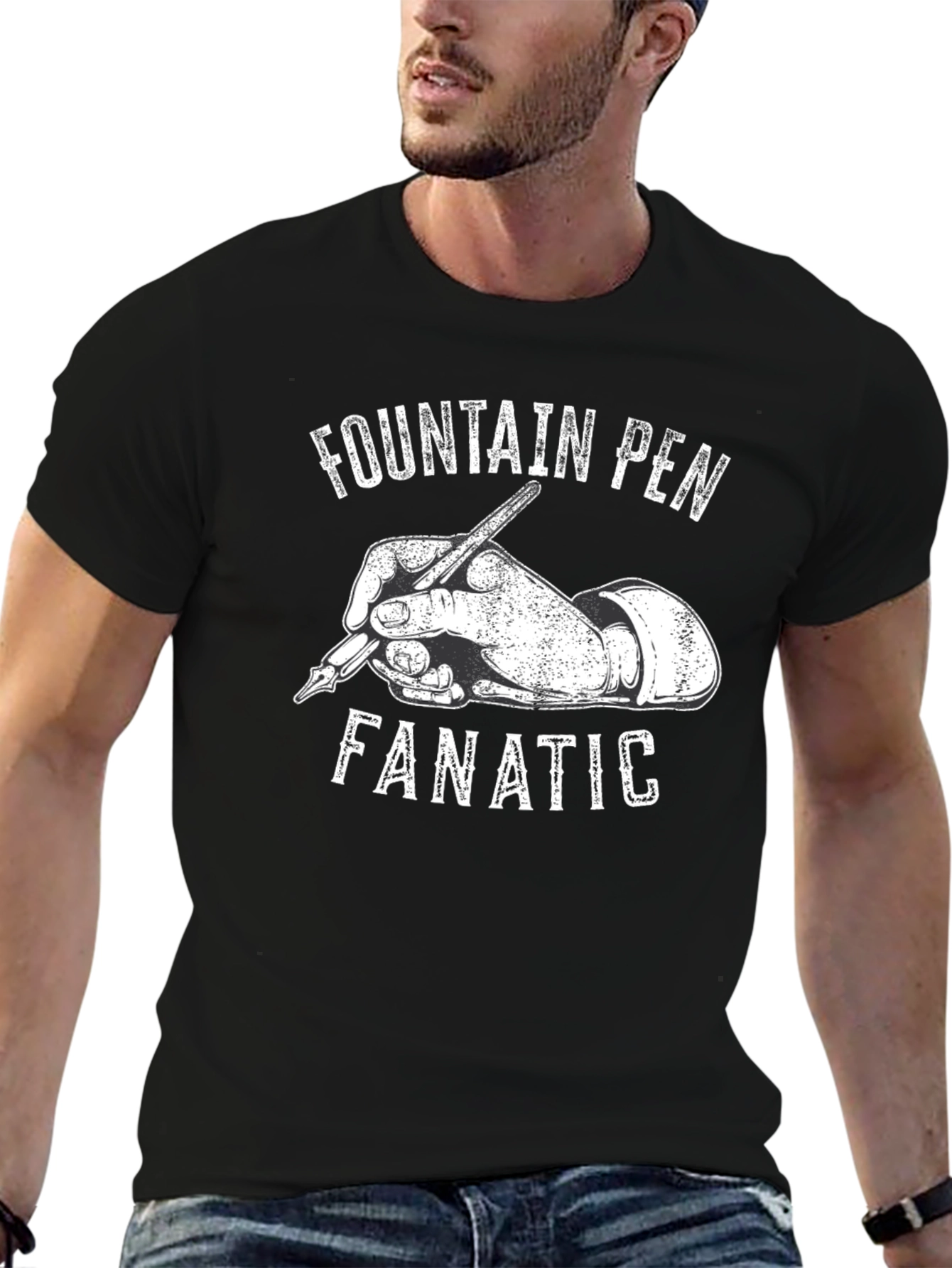 Black Fountain Pen Fanatic Graphic T-Shirt view 6