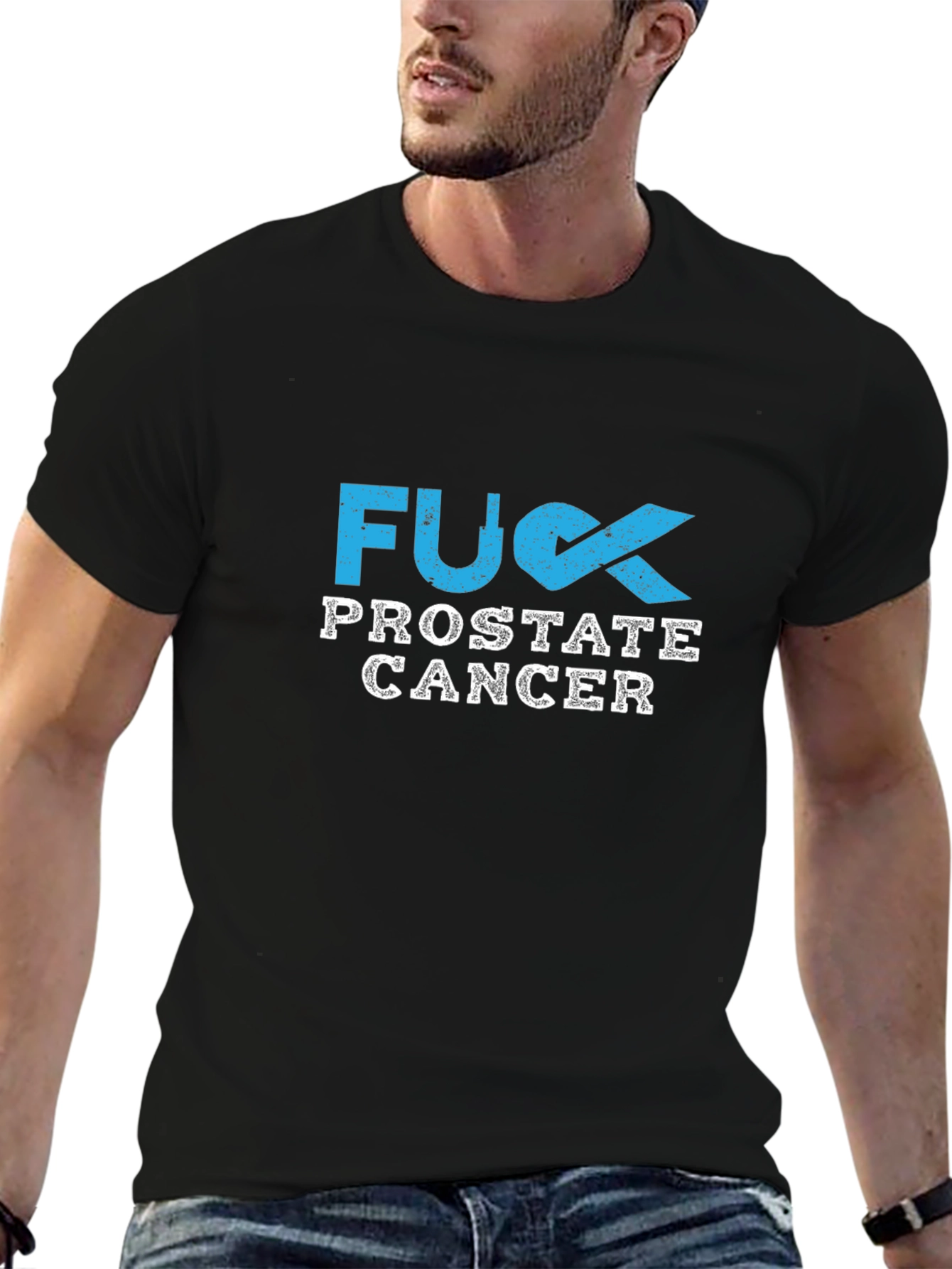 Black Fight Prostate Cancer T-Shirt - Black view 6