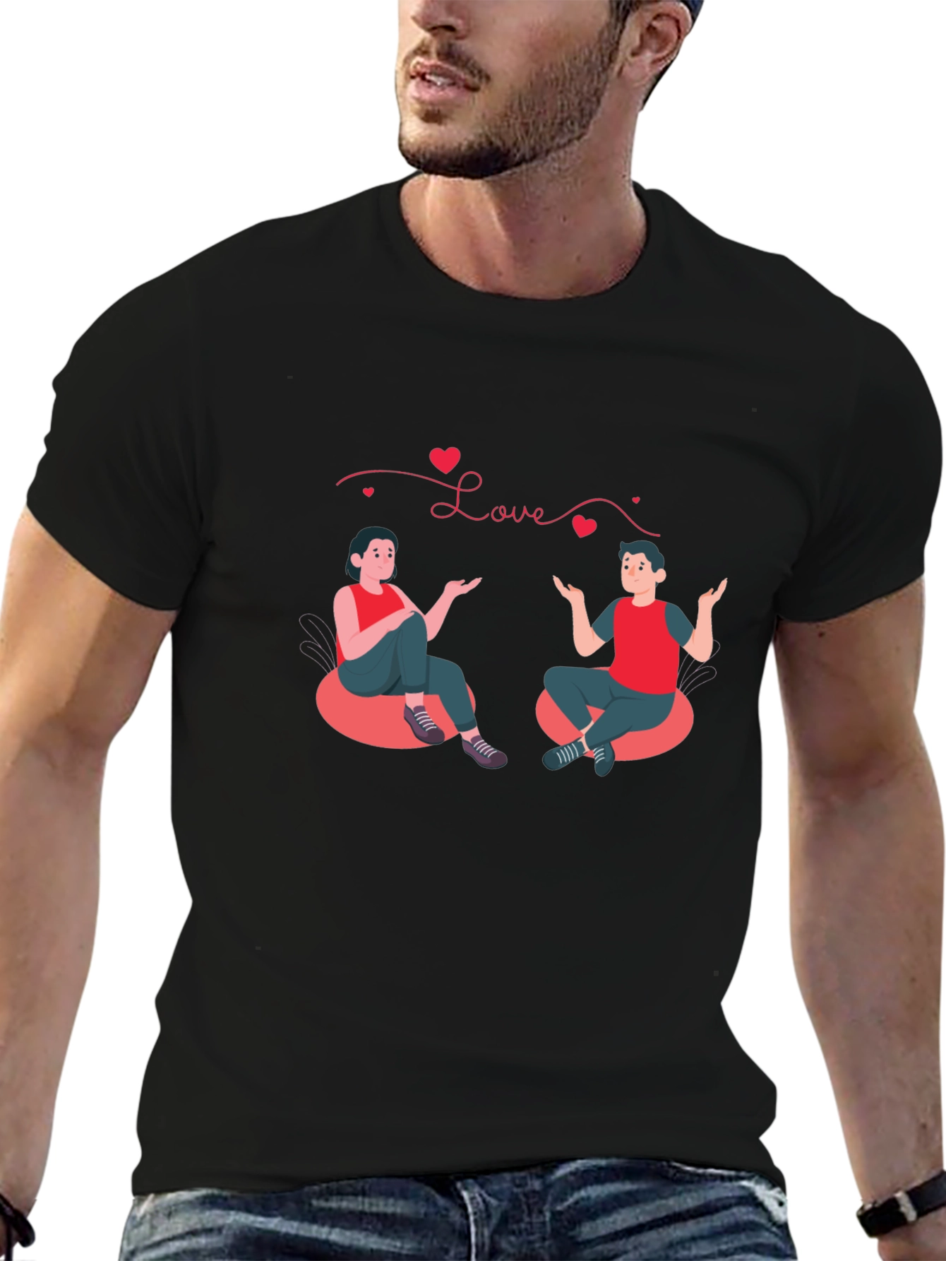 Black Love Graphic Black T-Shirt view 6