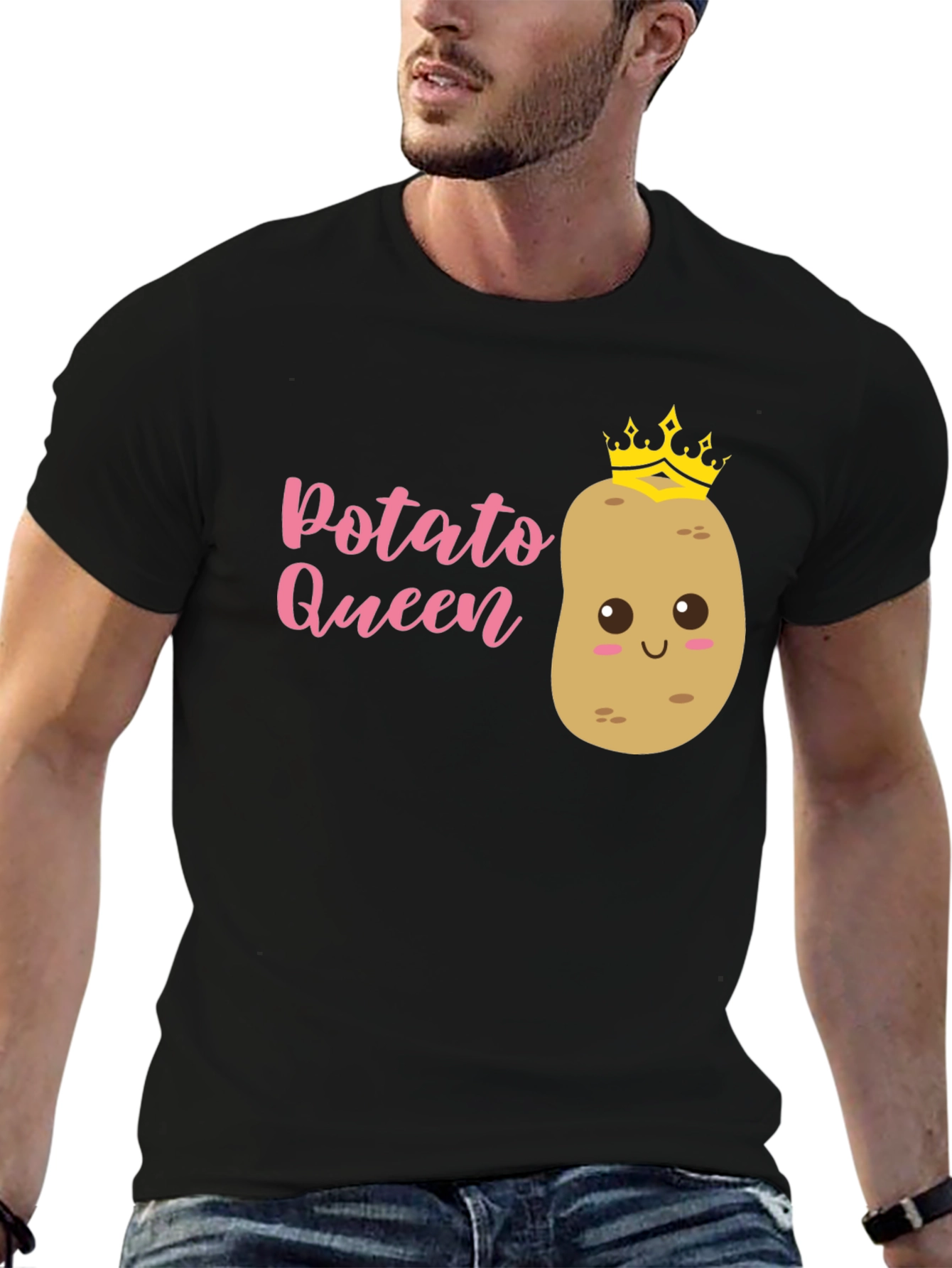 Black Potato Queen Graphic T-Shirt - Funny Novelty Tee view 6