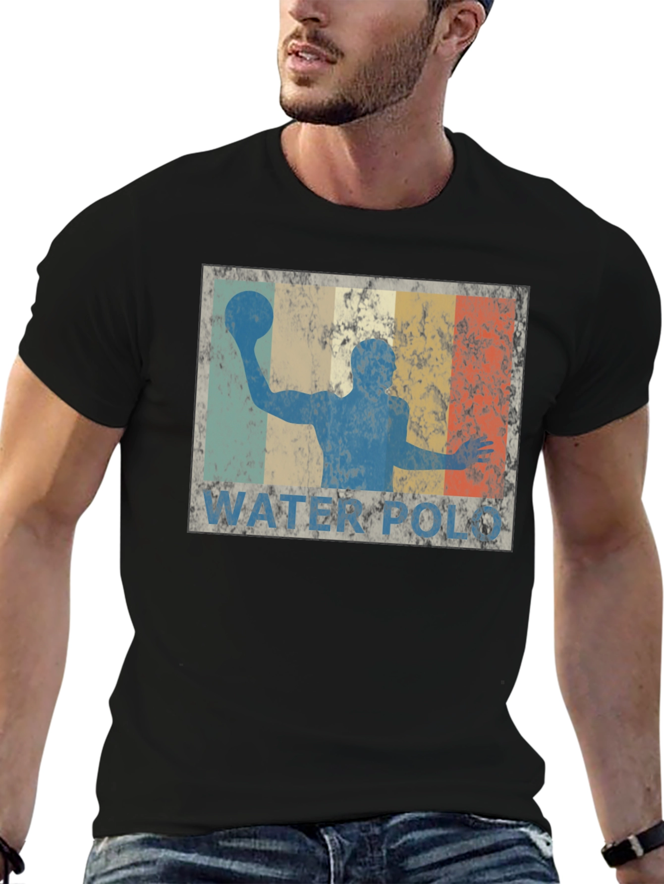 Black Vintage Water Polo T-Shirt - Retro Style Tee view 6