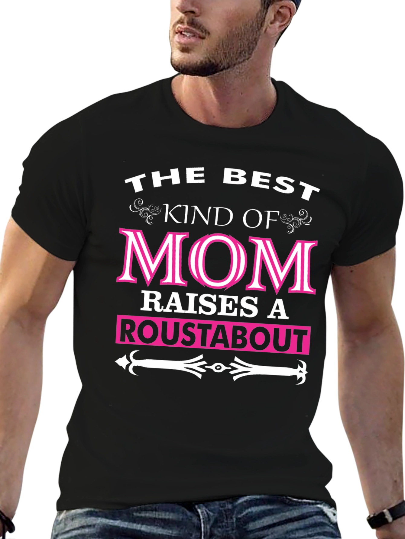 Black Best Kind of Mom Raises a Roustabout T-Shirt view 6