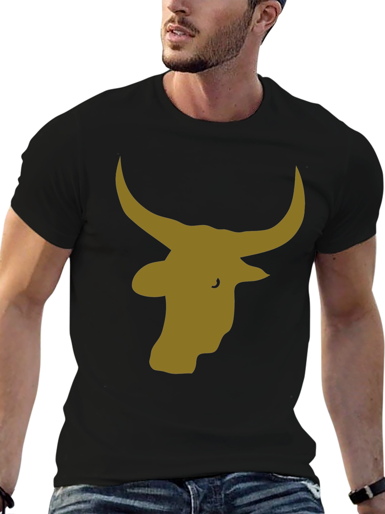 Black Bull Silhouette Black T-Shirt view 6