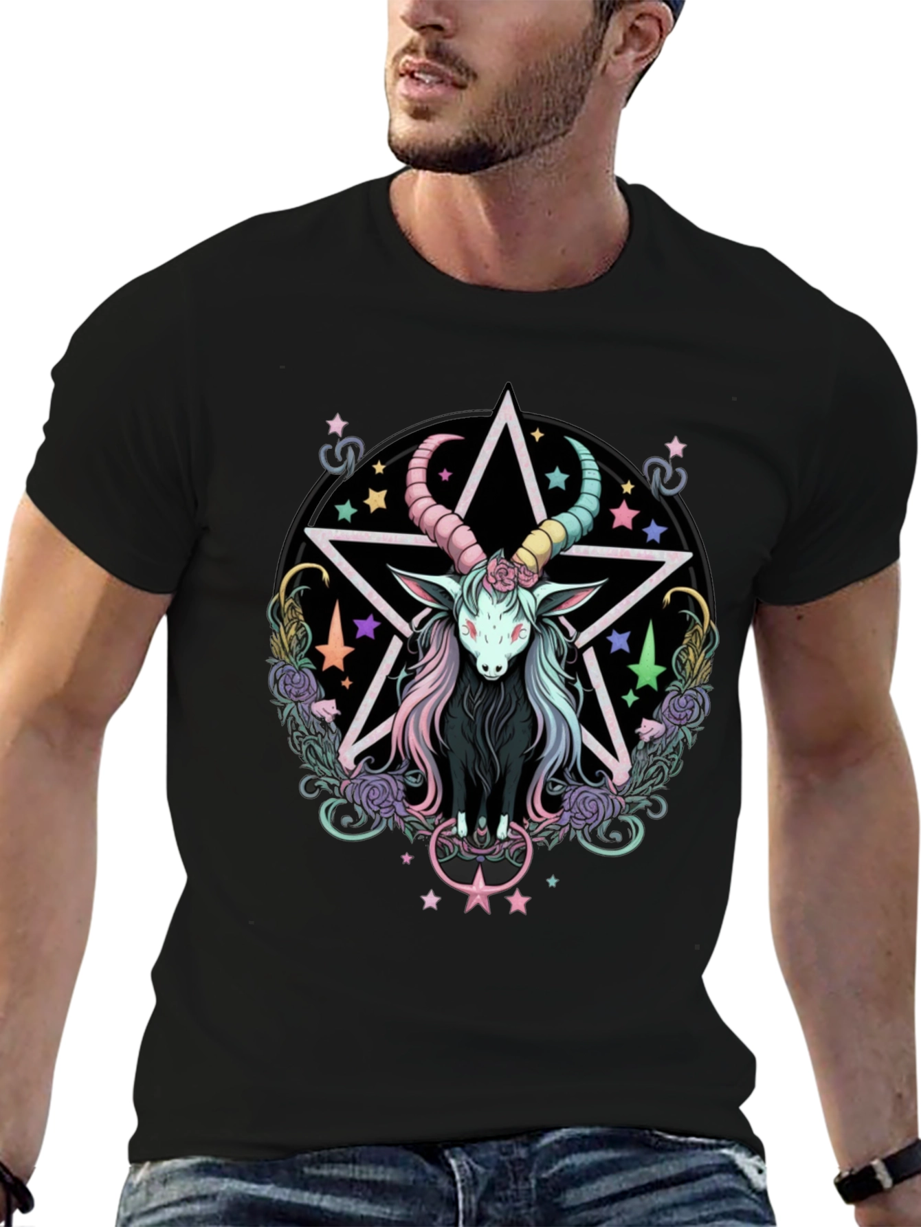 Black Pastel Goth Goat T-Shirt view 6