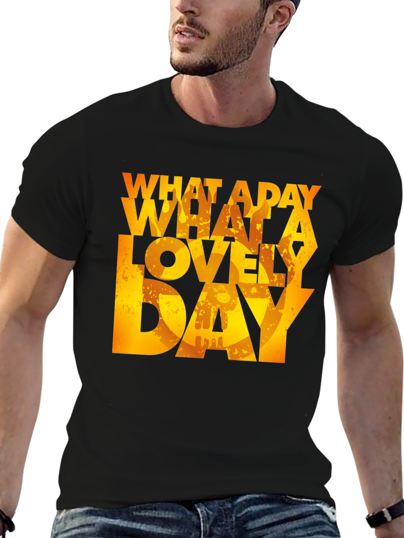 Black What a Lovely Day T-Shirt - Black Graphic Tee view 6