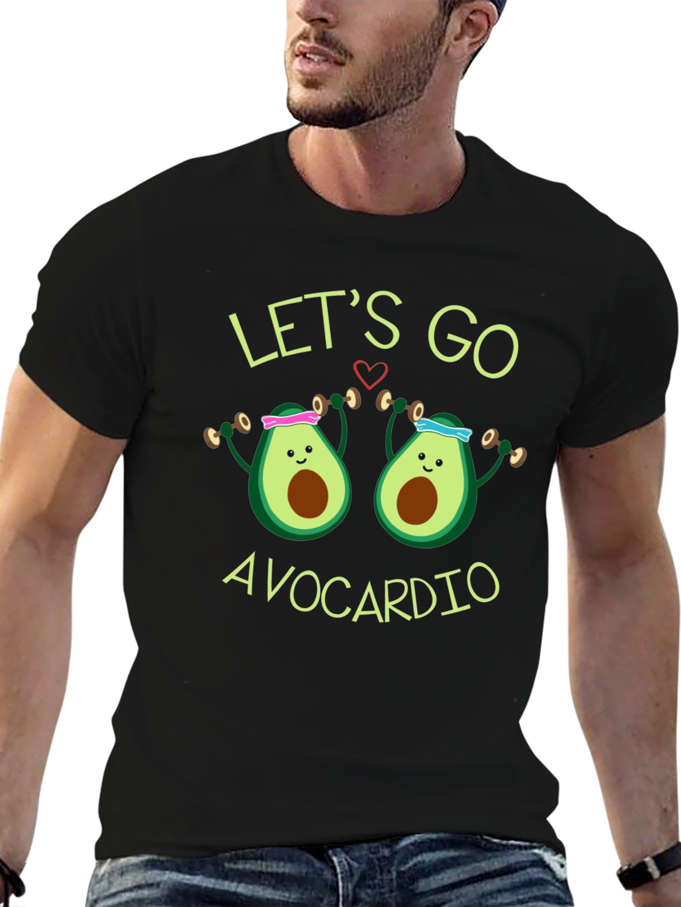 Black Avocardio Funny Workout T-Shirt view 6