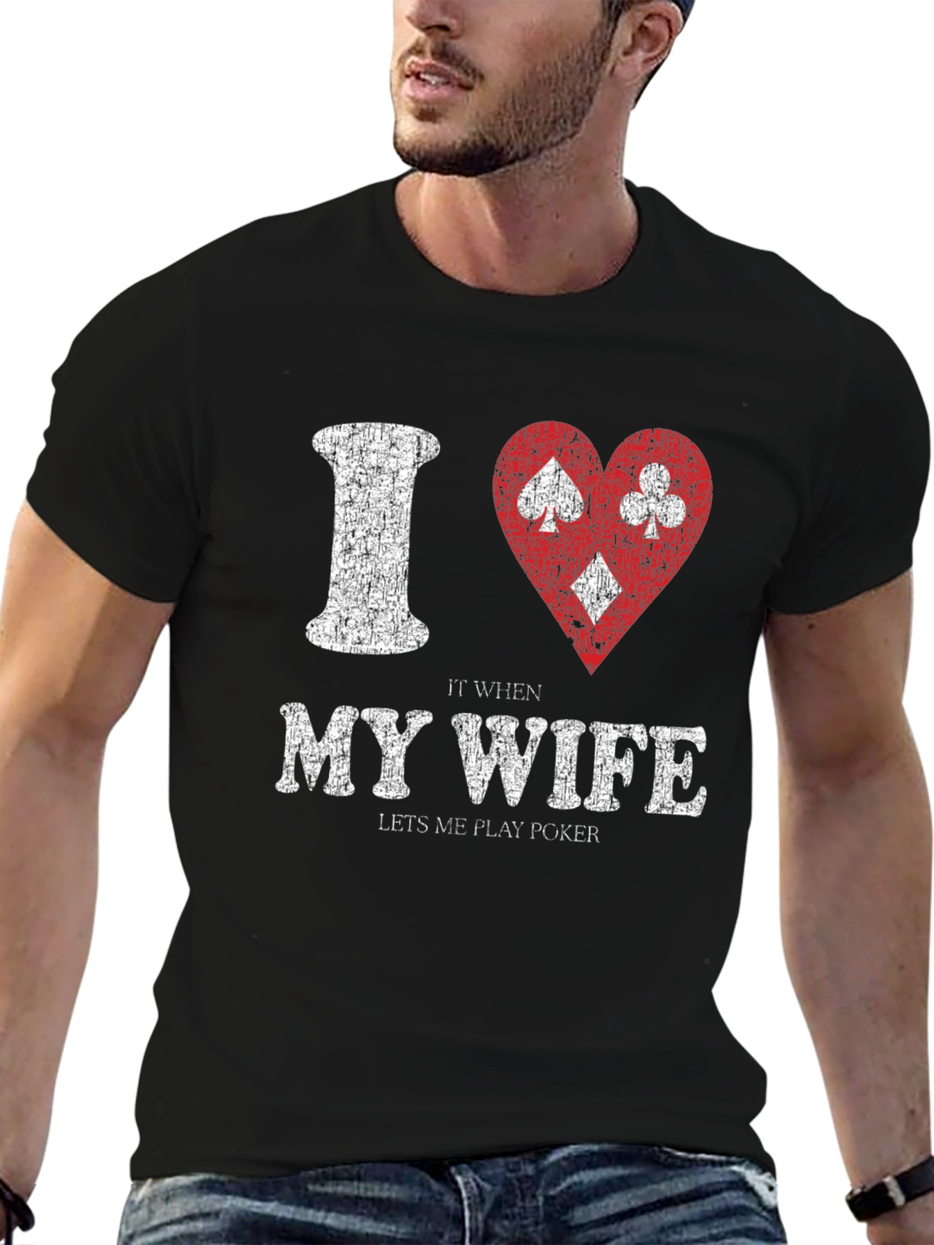 Black Funny Poker T-Shirt: I Love It When My Wife Lets Me Play view 6