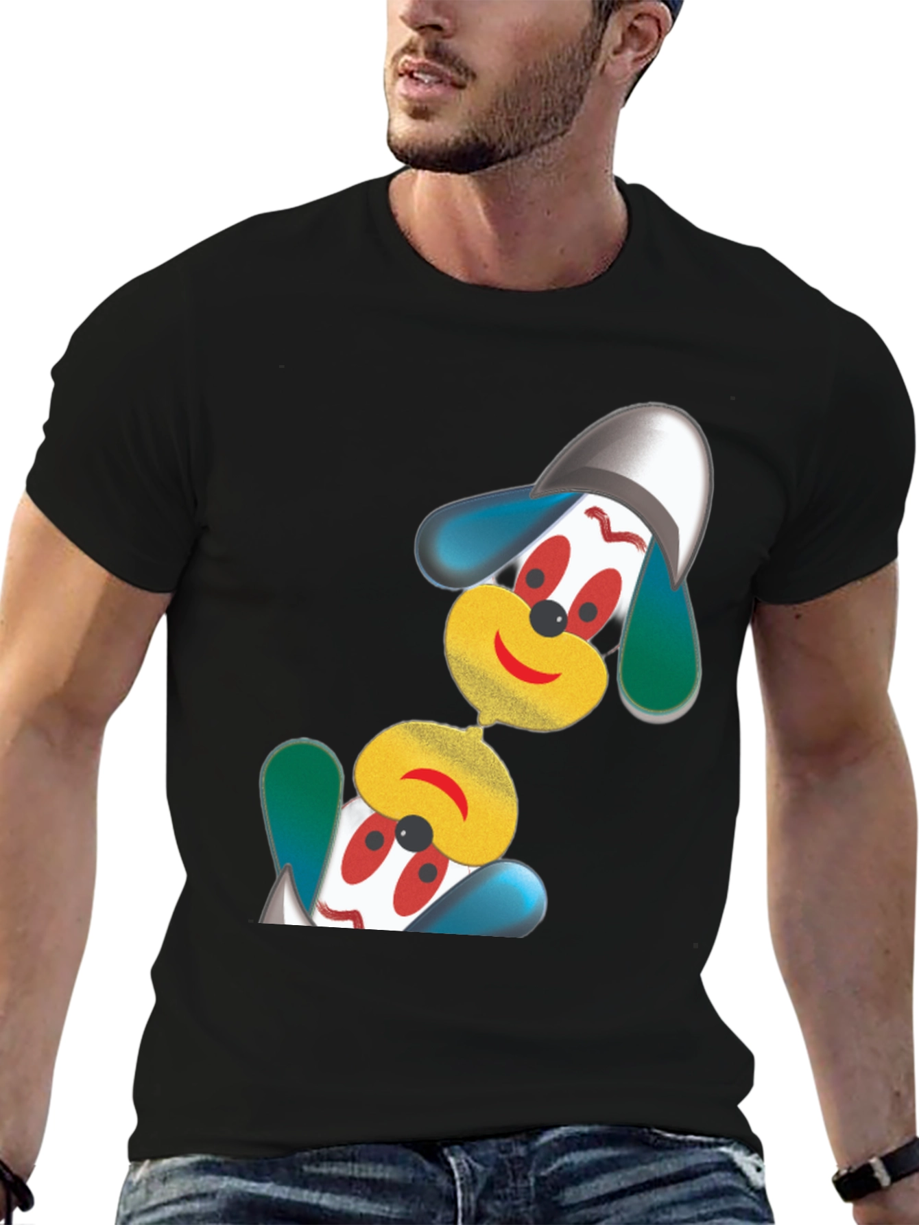 Black Fun Cartoon Character Black T-Shirt view 6