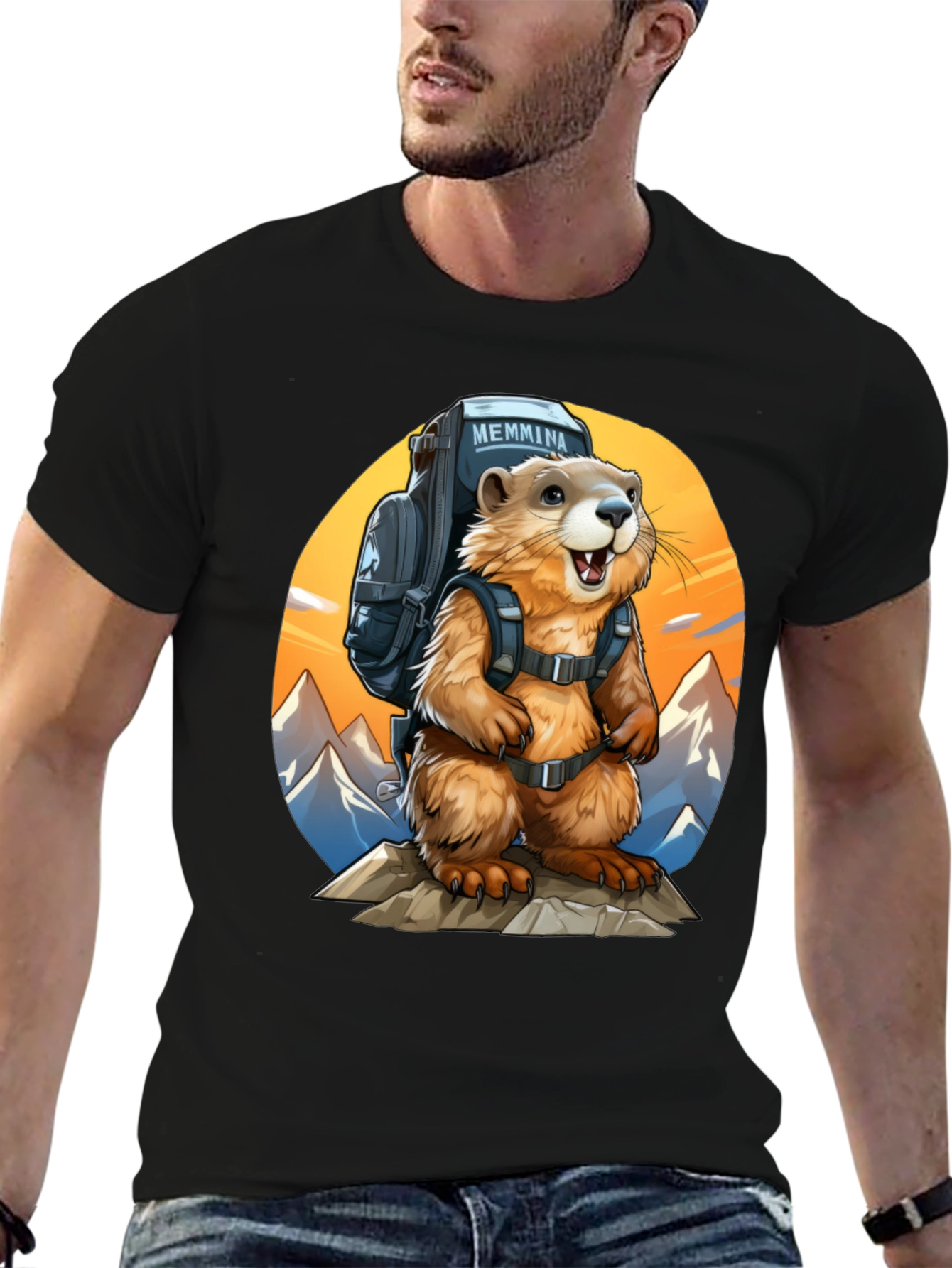 Black Hiking Marmot T-Shirt - Adventure Ready view 6