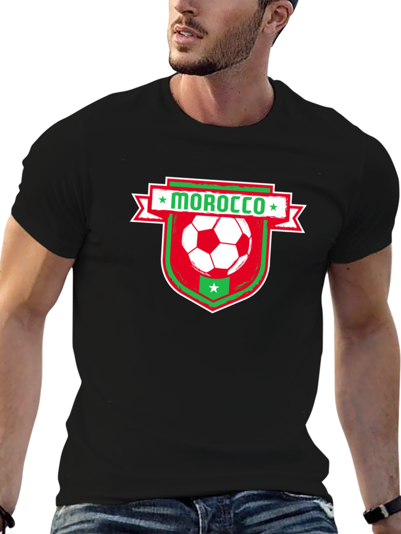 Black Morocco Soccer Black T-Shirt view 6