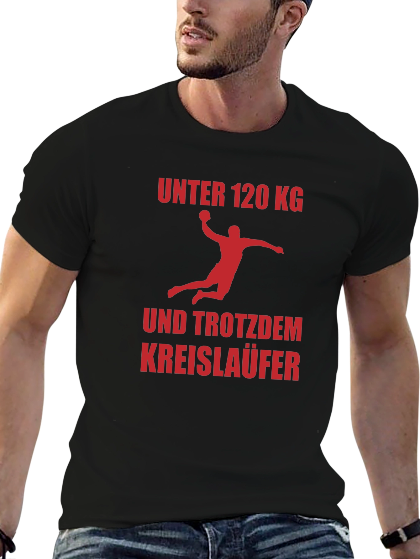 Black Handball Player Under 120 KG T-Shirt view 6