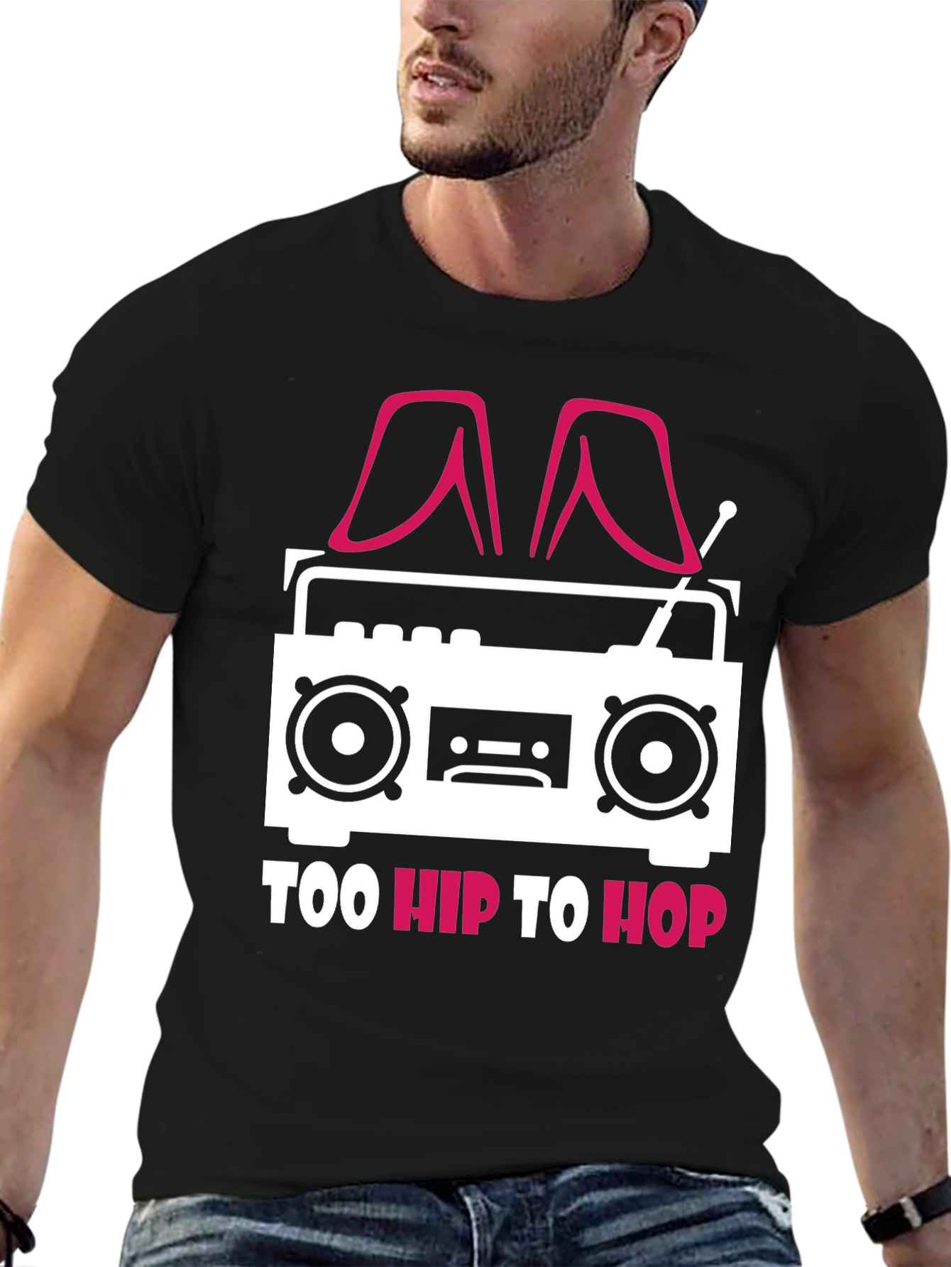 Black Too Hip To Hop T-Shirt - Novelty Graphic Tee view 6