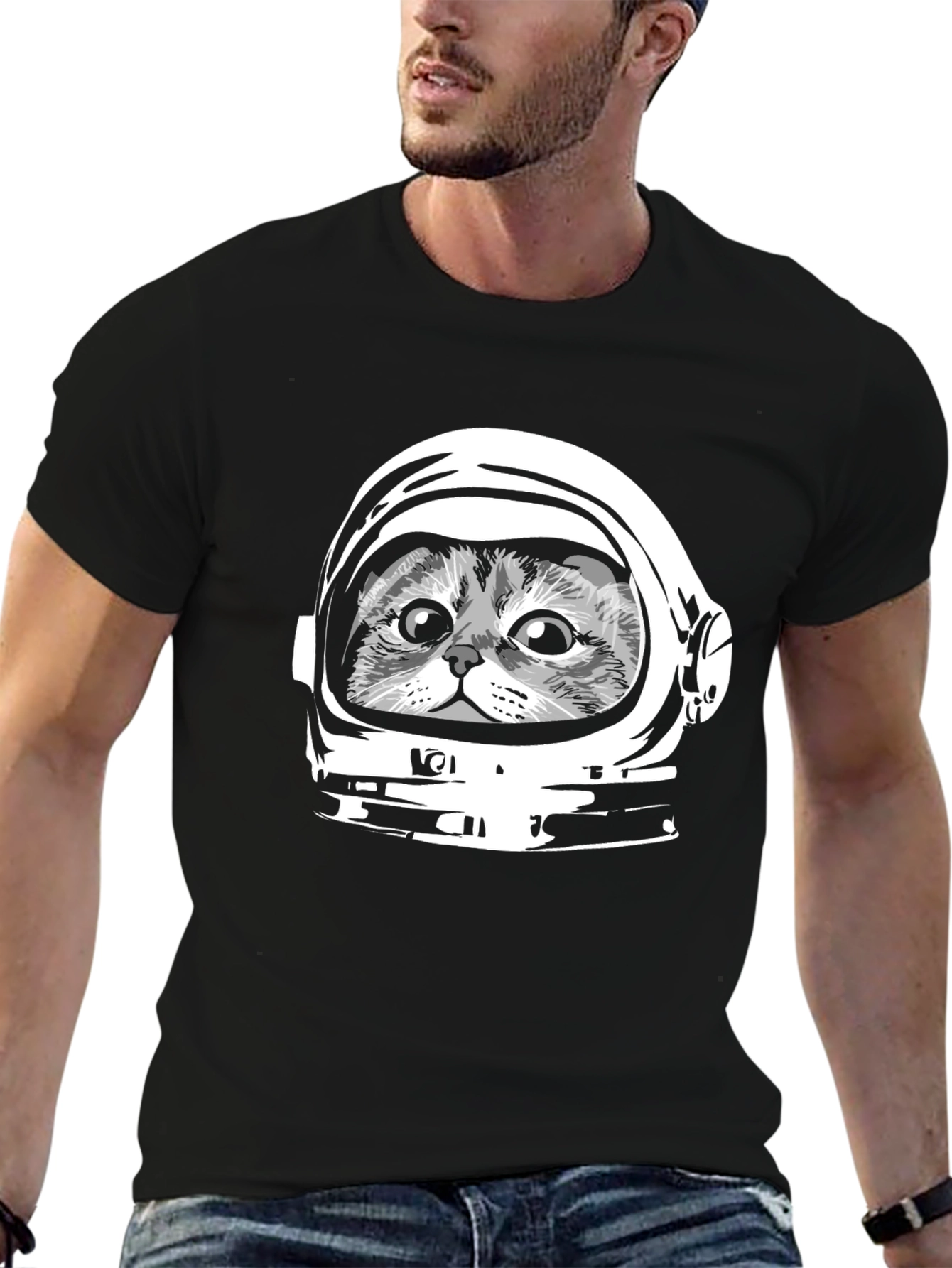 Black Cat Astronaut Graphic Tee - Black view 6