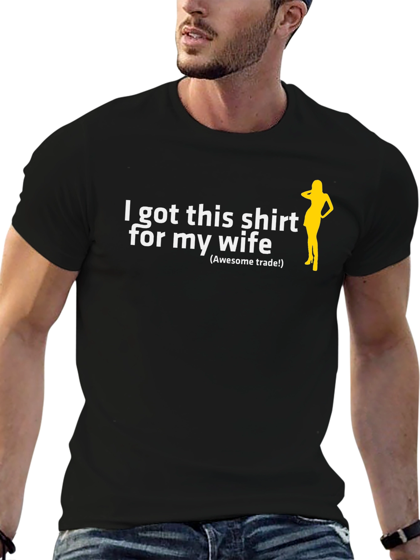 Black Humorous 'I Got This Shirt for My Wife' Graphic Tee view 6