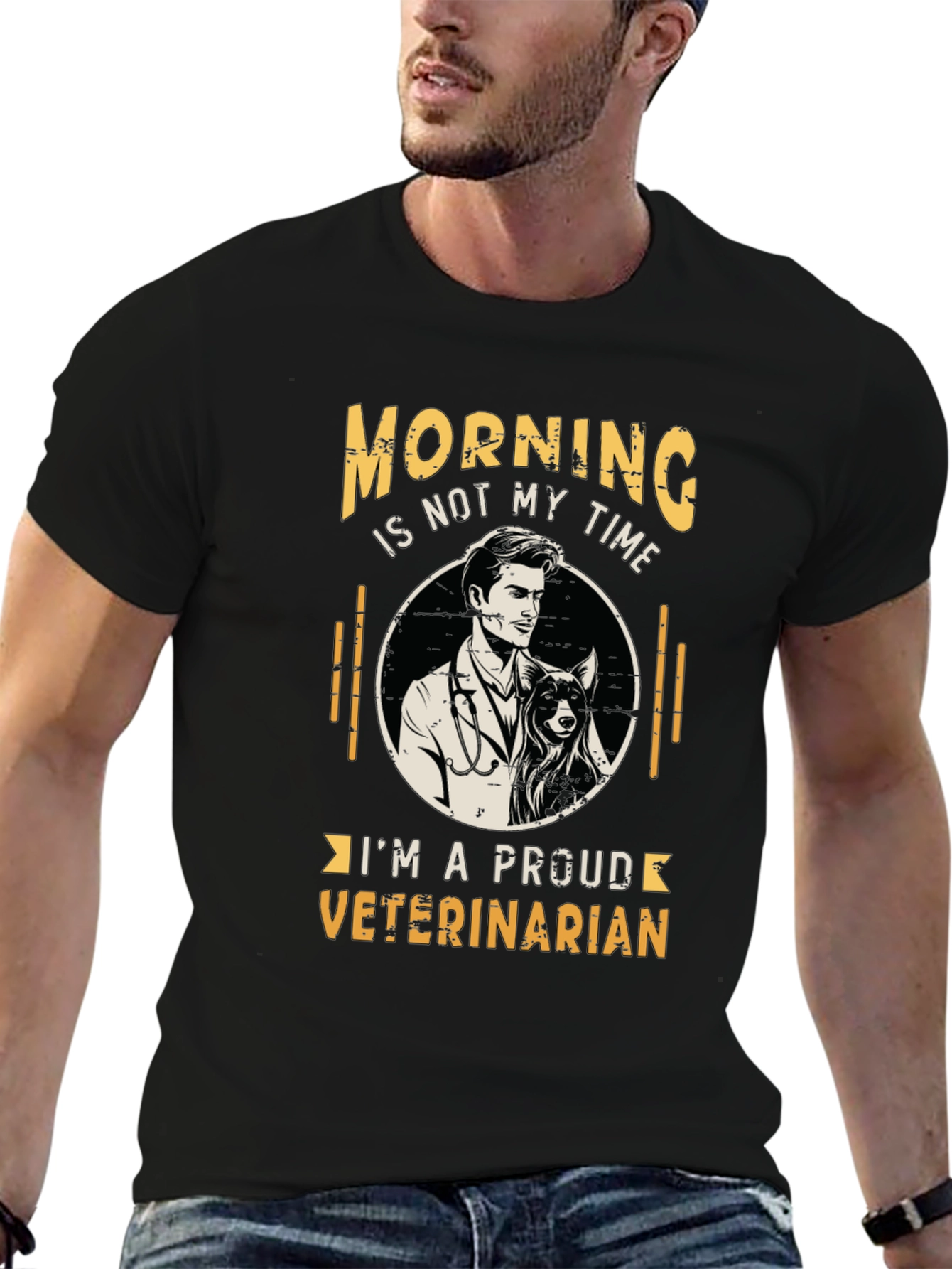 Black Proud Veterinarian T-Shirt view 6