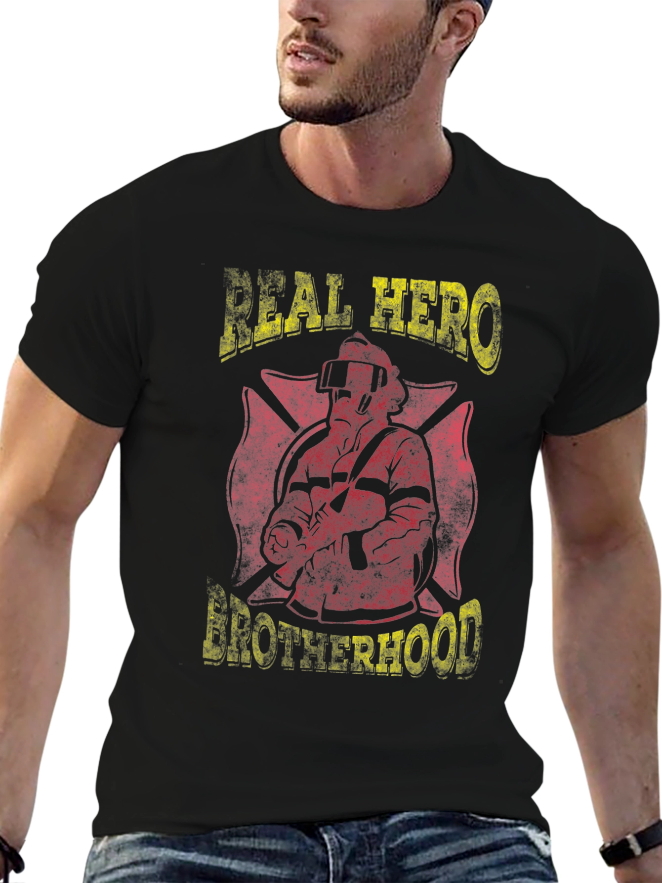Black Real Hero Brotherhood Graphic T-Shirt view 6