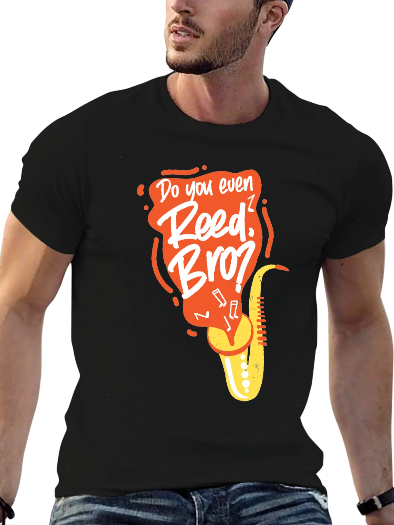 Black Do You Even Reed Bro? Graphic T-Shirt view 6