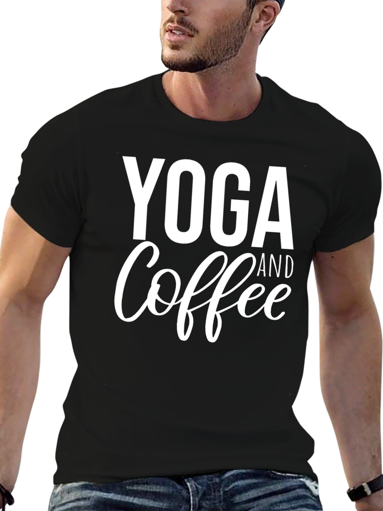 Black Yoga & Coffee T-Shirt - Black Tee view 6