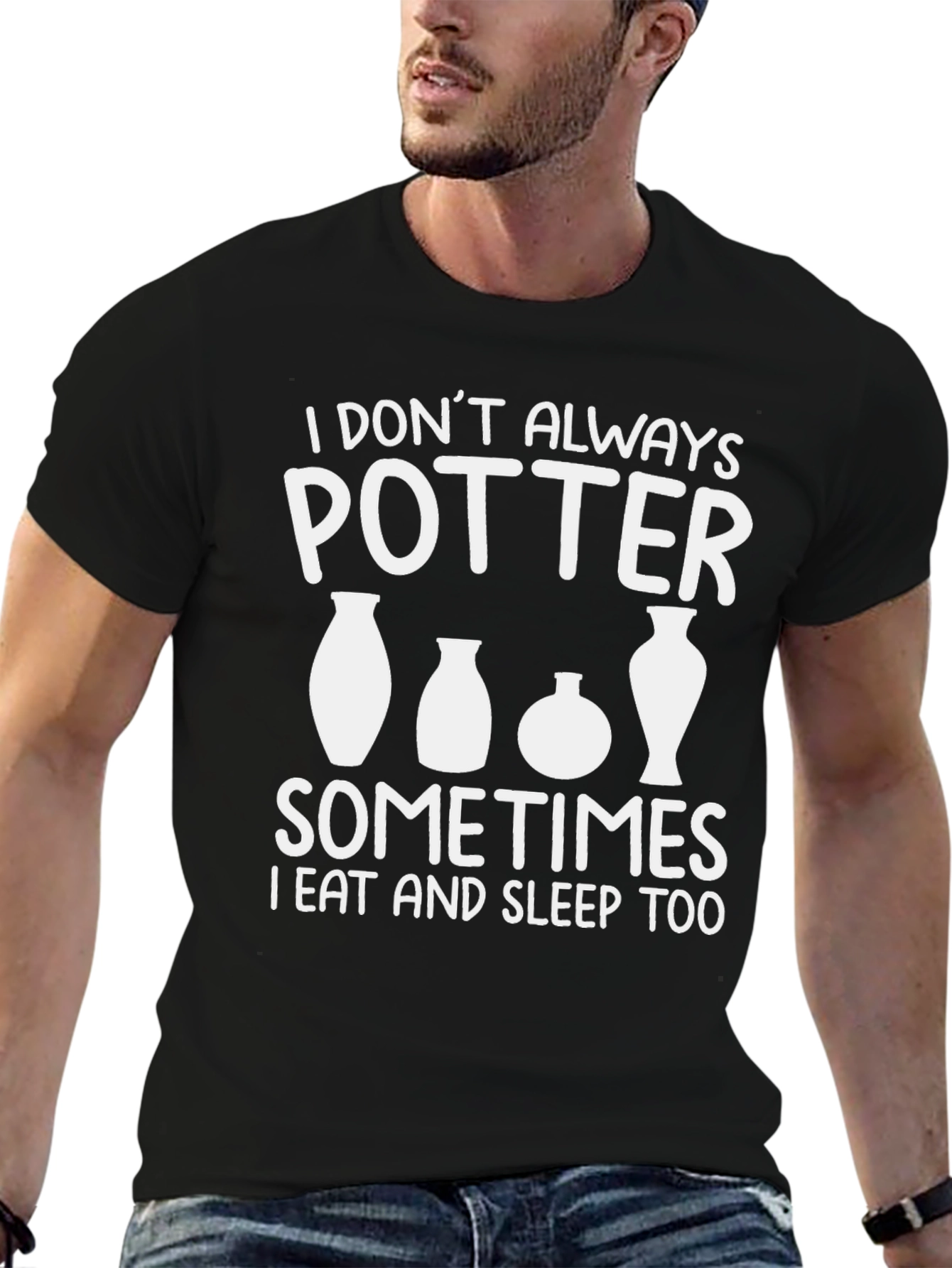 Black Pottery Lover T-Shirt - I Don't Always Potter view 6