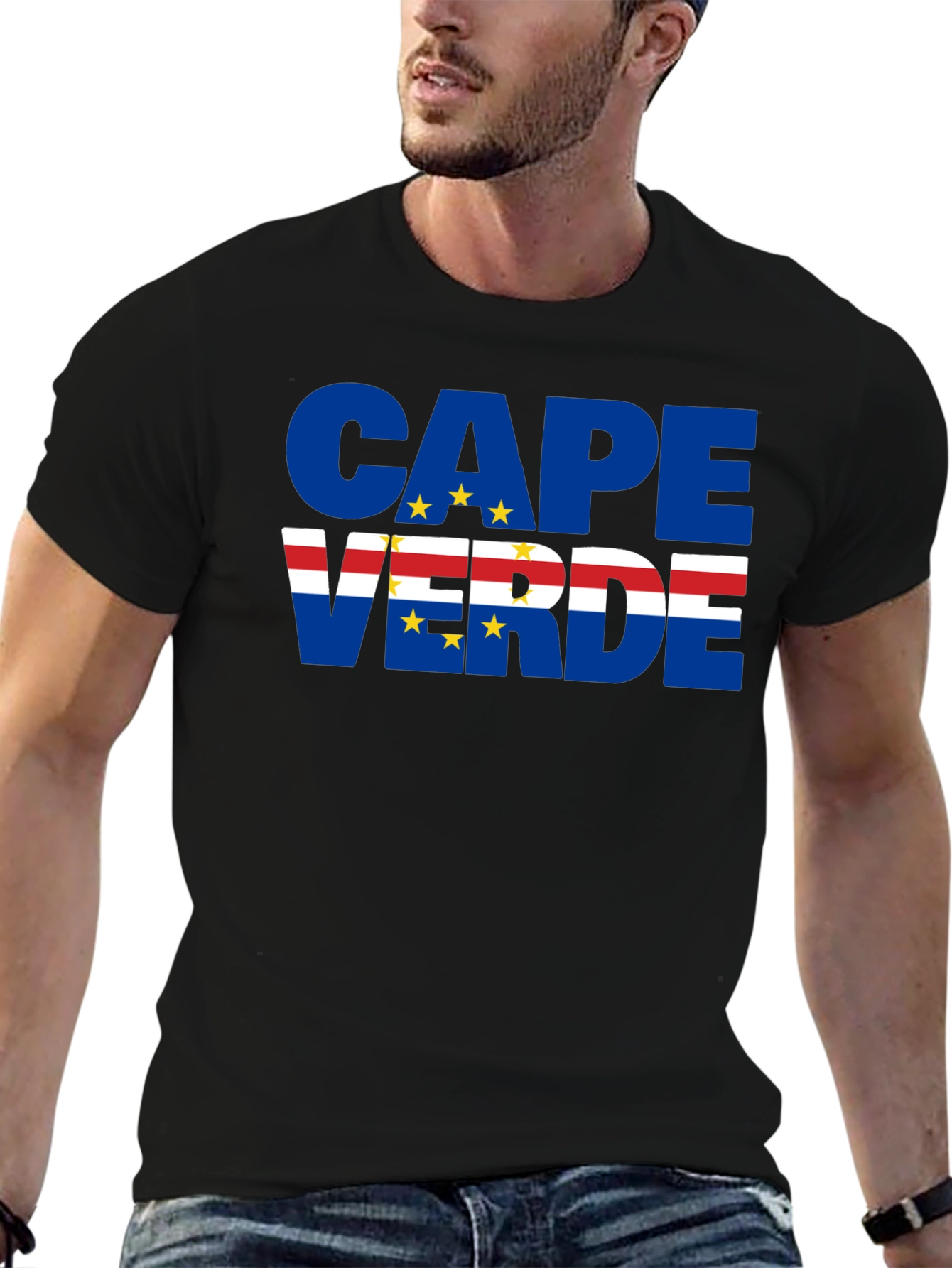 Cape Verde Flag T-Shirt Black - 6