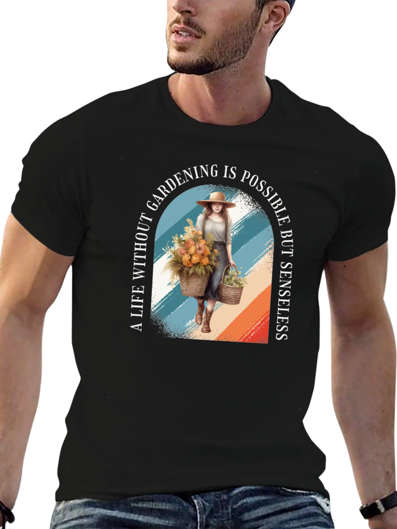 Black Gardening Life T-Shirt view 6