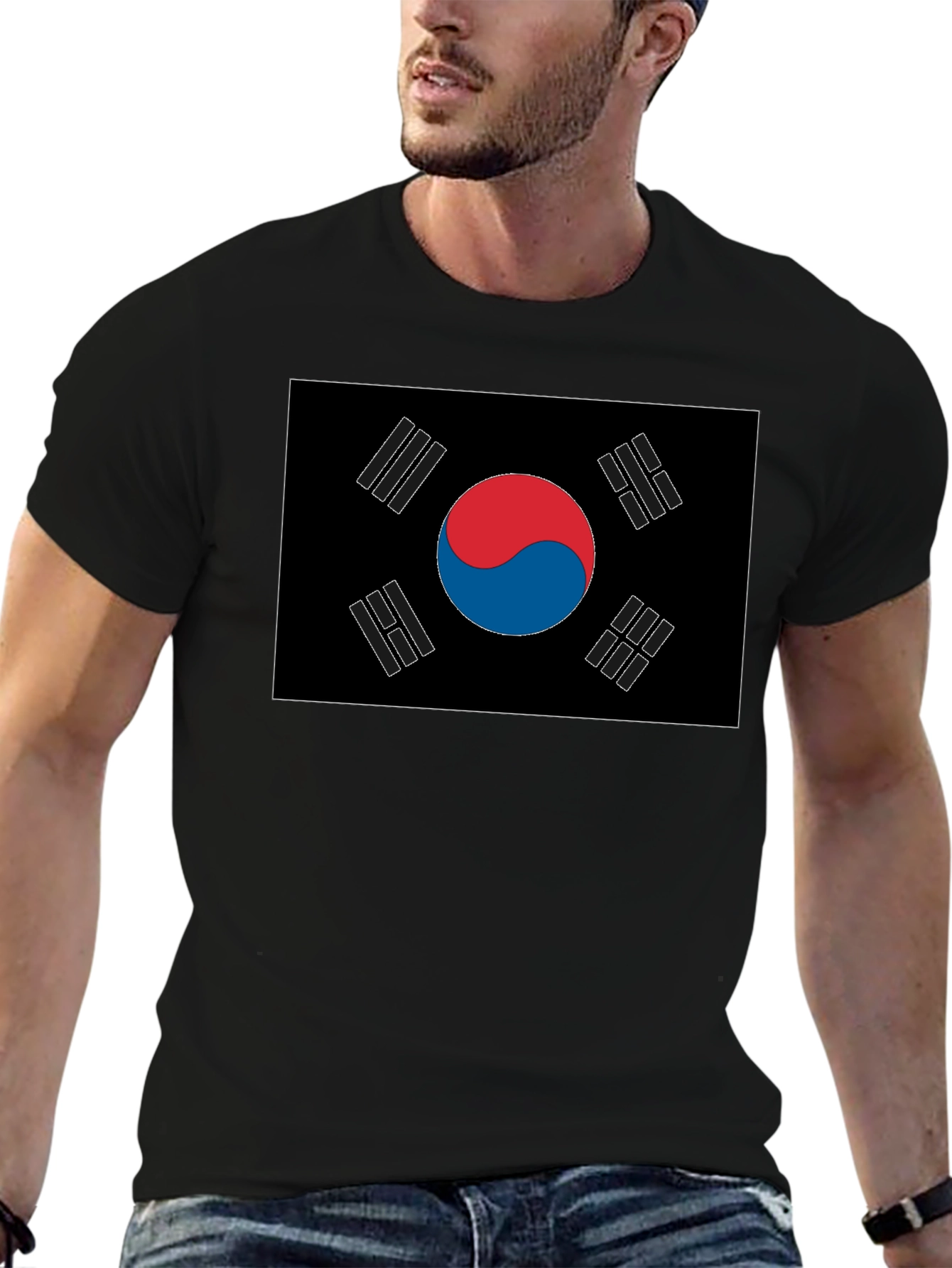 Black South Korea Flag Graphic T-Shirt view 6