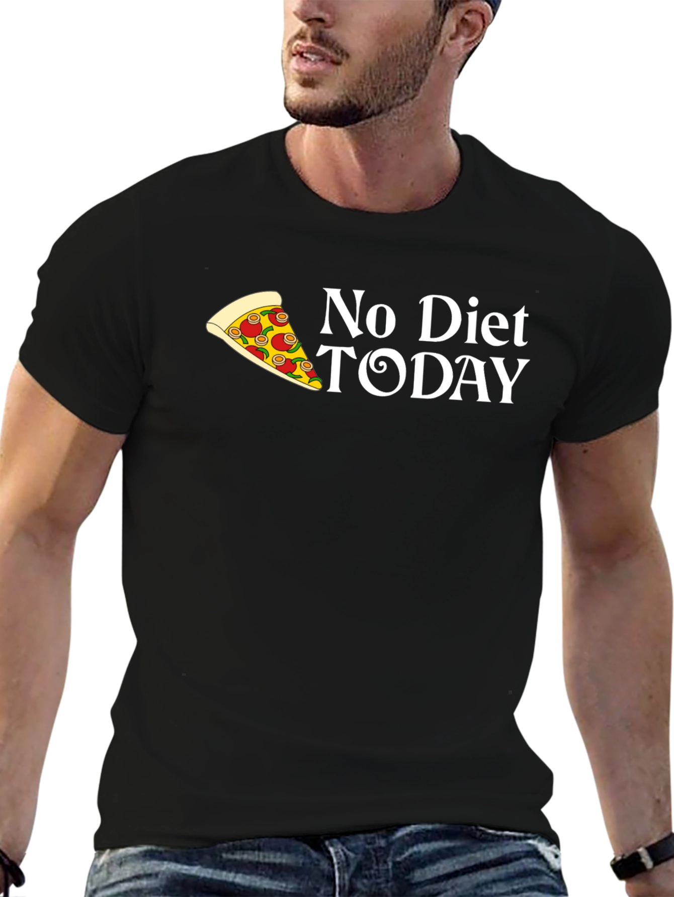 Black No Diet Today Pizza Graphic Tee view 6