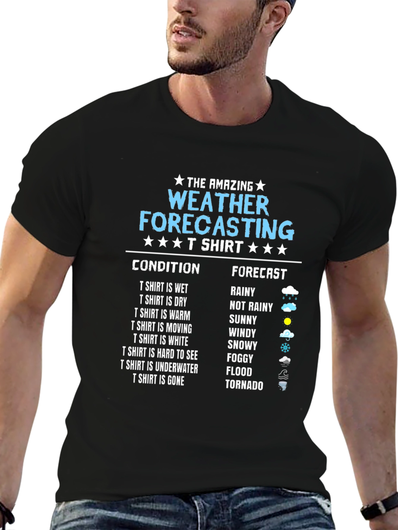 Black Amazing Weather Forecasting T-Shirt view 6
