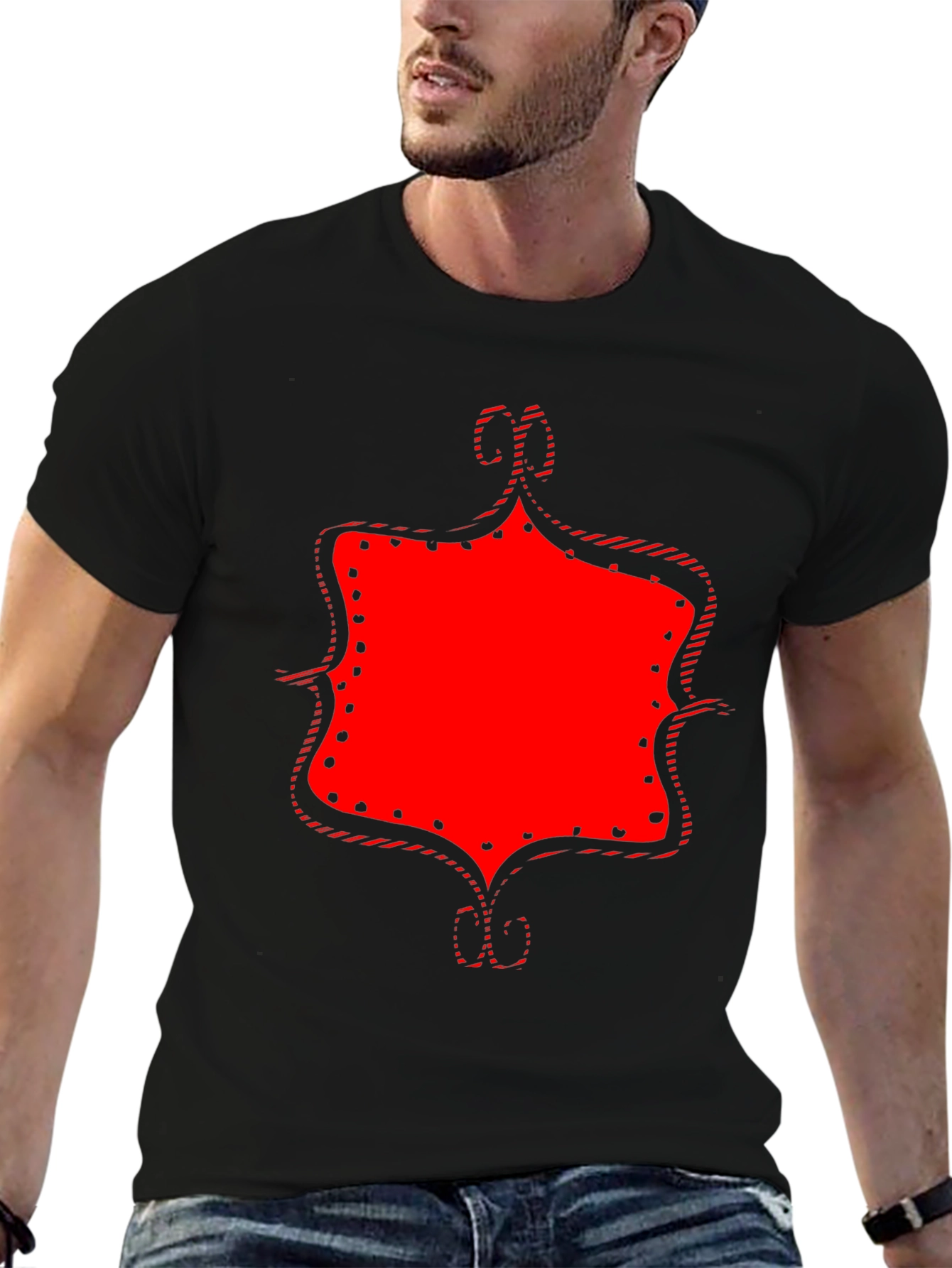 Black Statement Graphic Tee - Bold Red Design on Black view 6