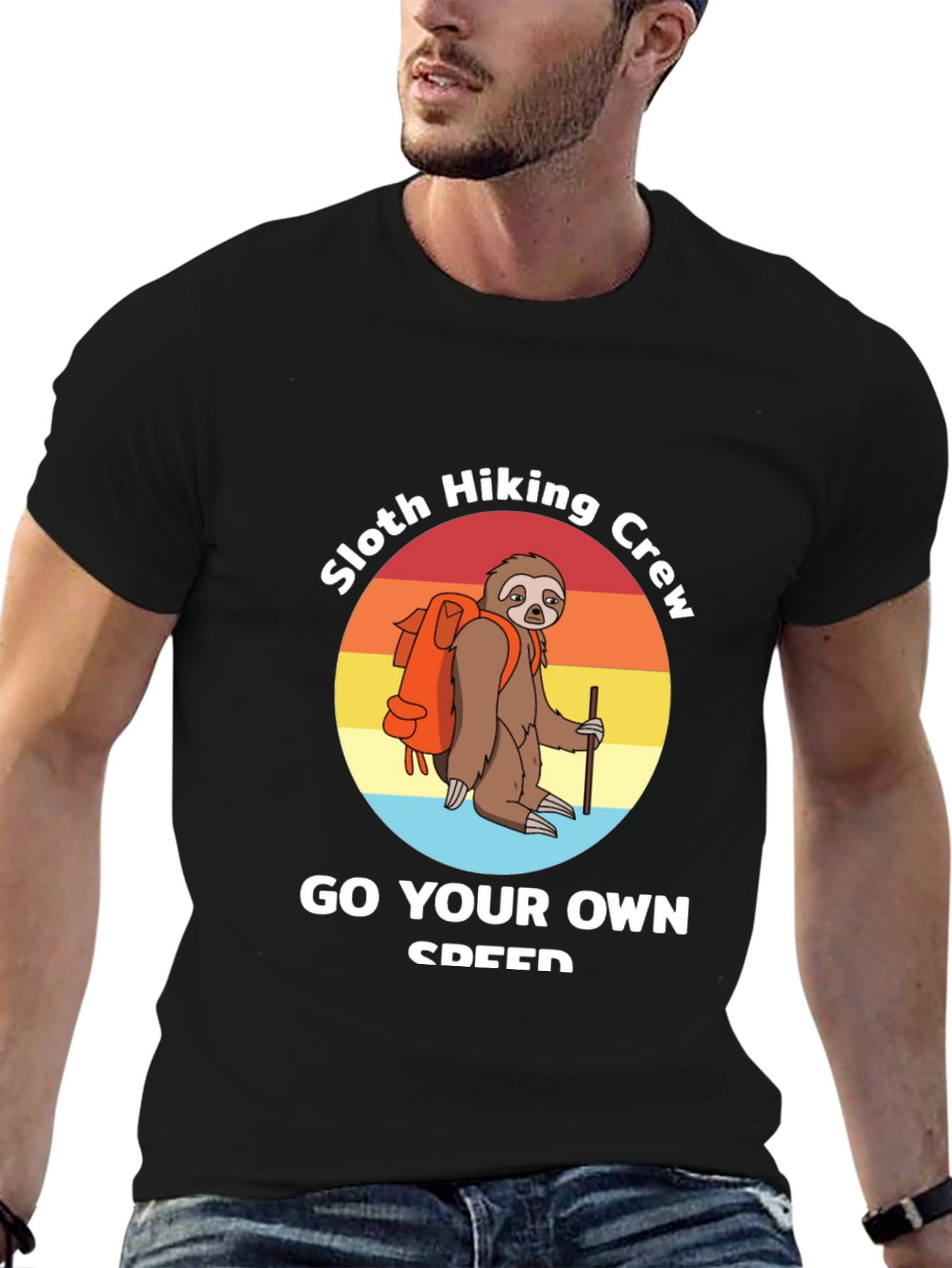 Black Sloth Hiking Crew T-Shirt: Go Your Own Speed! view 6