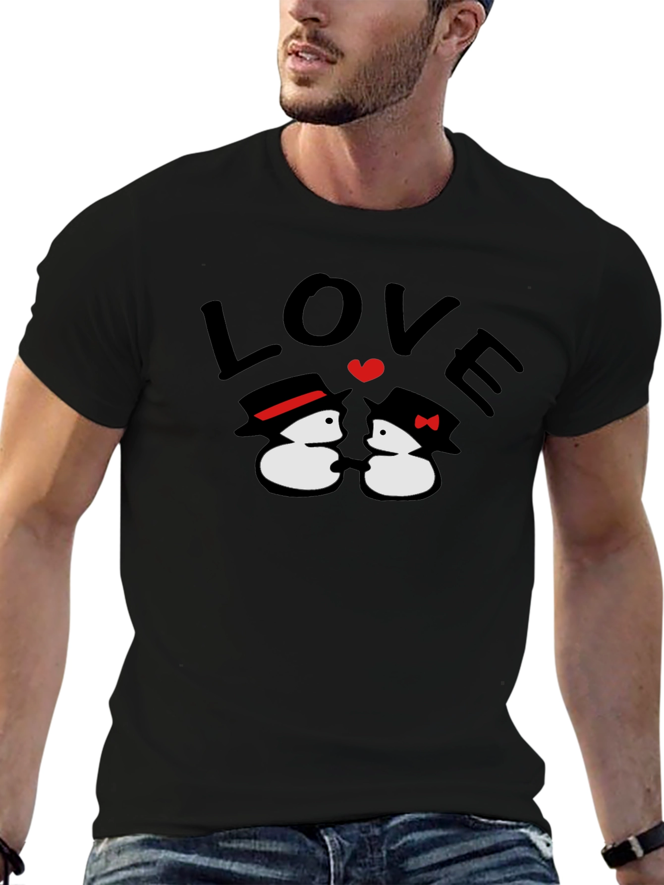 Black Snowman LOVE Graphic T-Shirt view 6