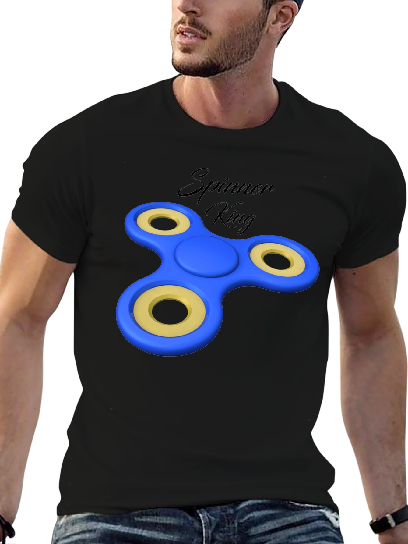 Spinner King Black Graphic Tee - Fun Design - 6