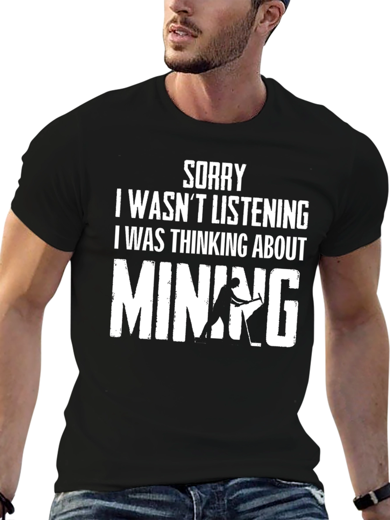 Black Mining Thought Men's Black T-Shirt view 6