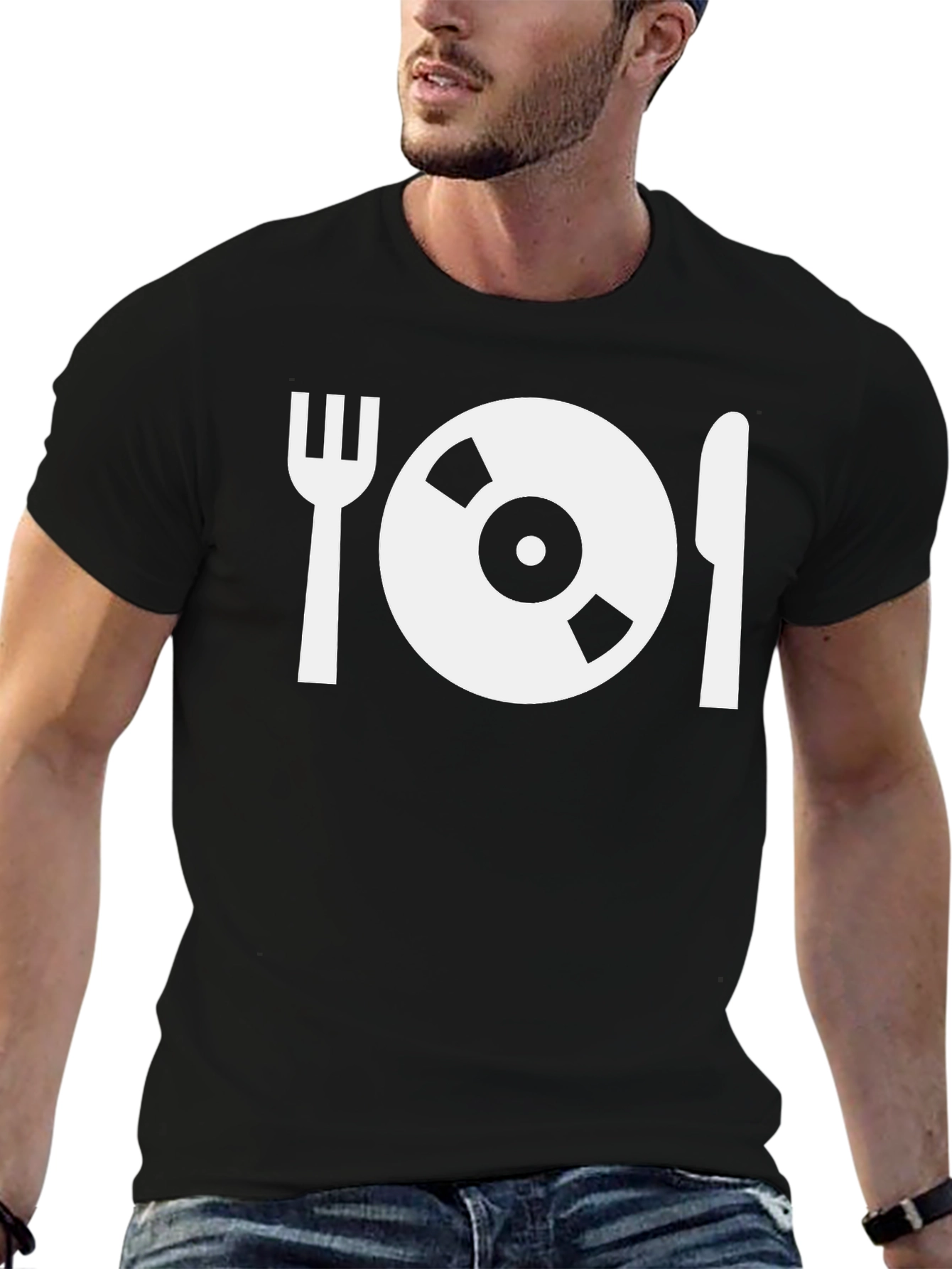 Black Vinyl Record Dinner T-Shirt view 6