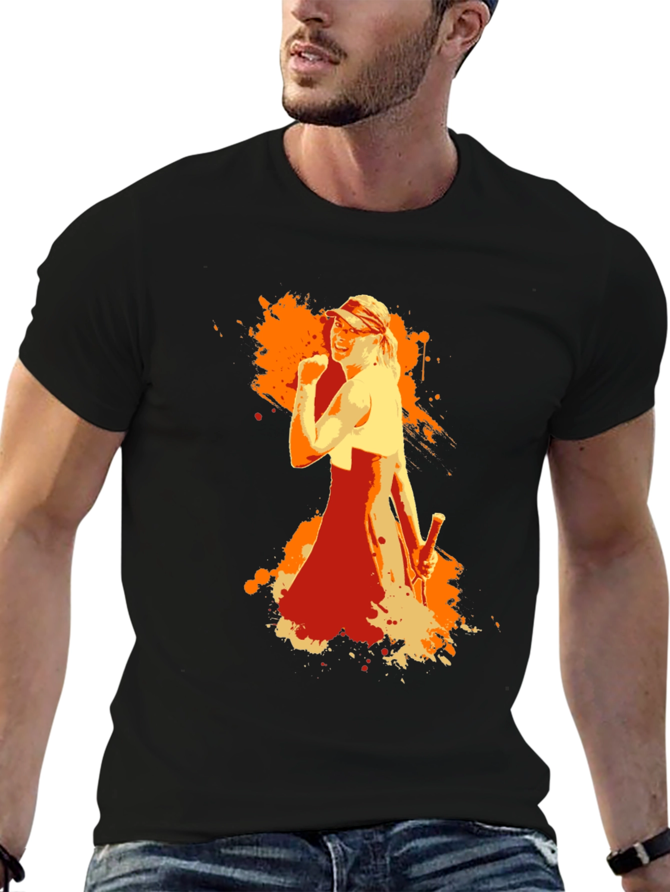 Black Tennis Star Graphic Tee - Sporty Style view 6