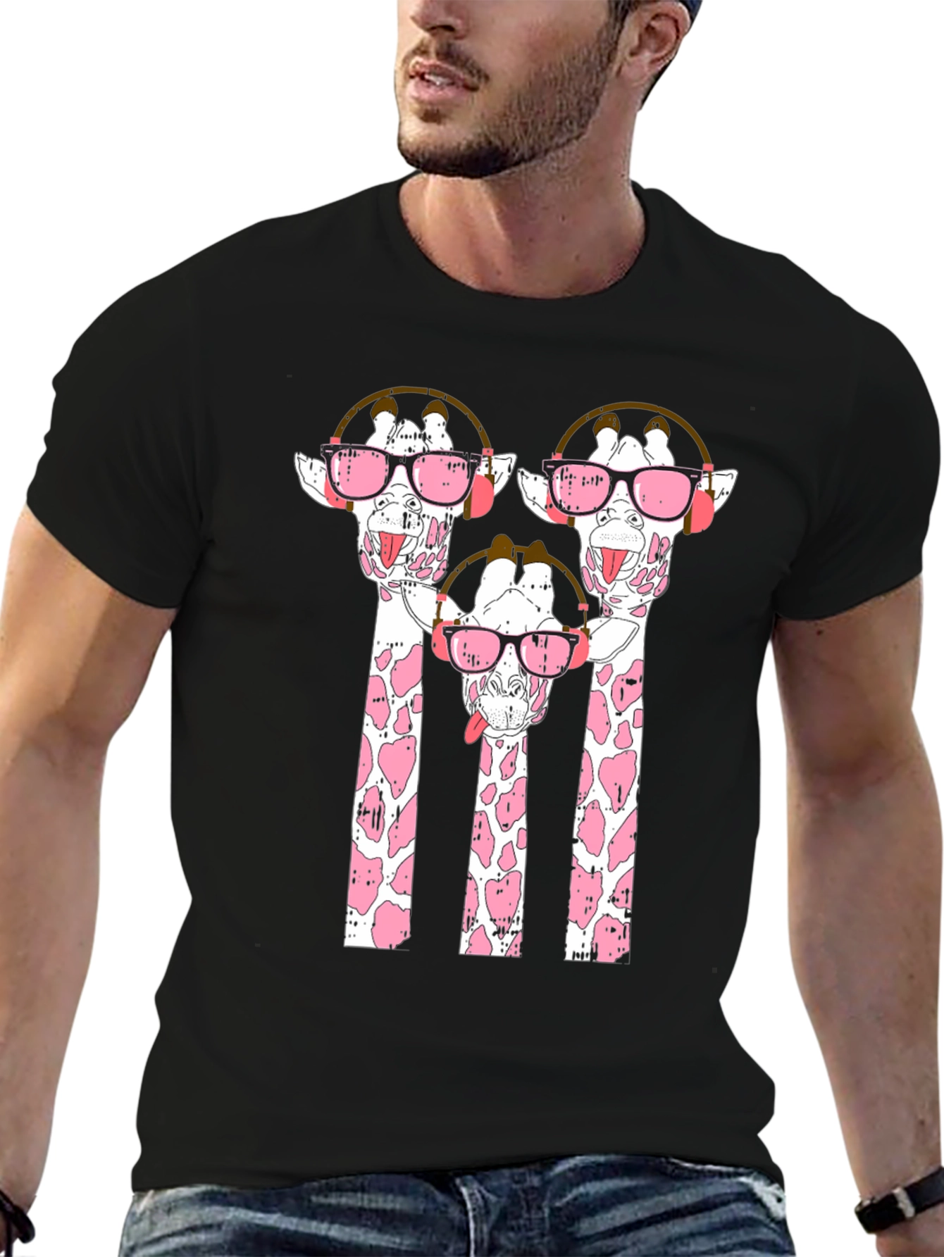 Black Cool Giraffes T-Shirt view 6