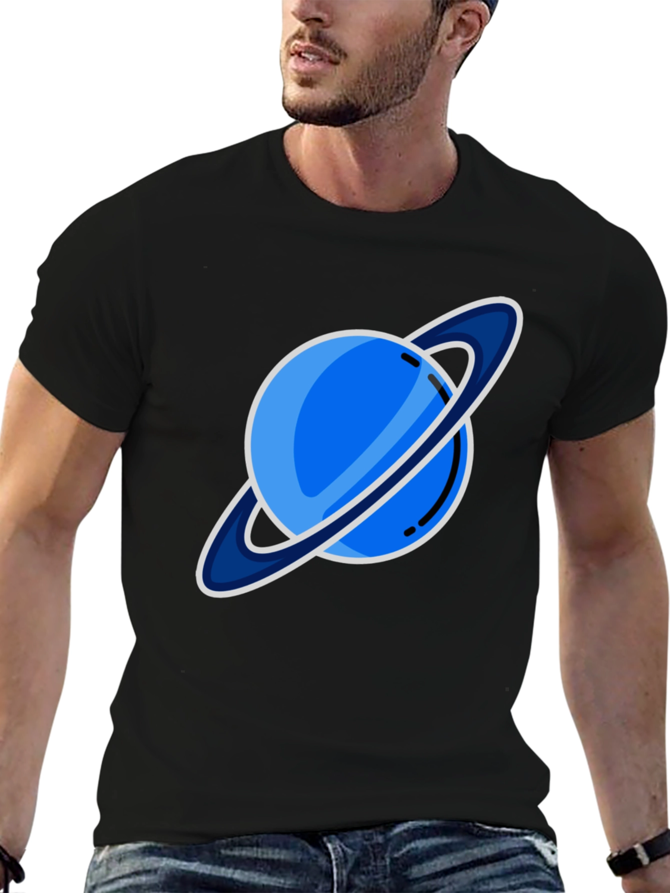 Black Saturn Graphic T-Shirt - Black view 6