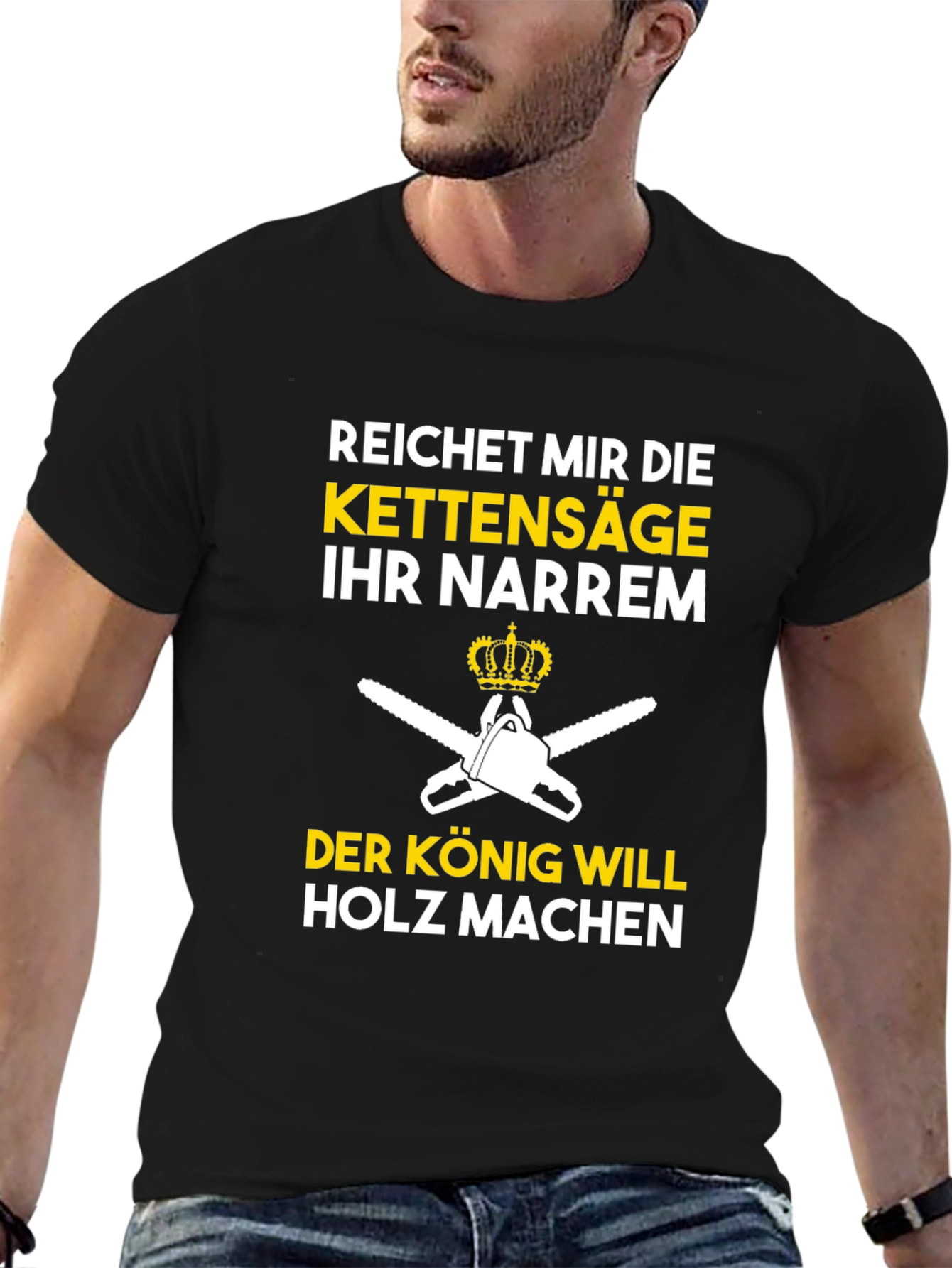 Black Reichet Mir Die Kettensäge Funny T-Shirt view 6