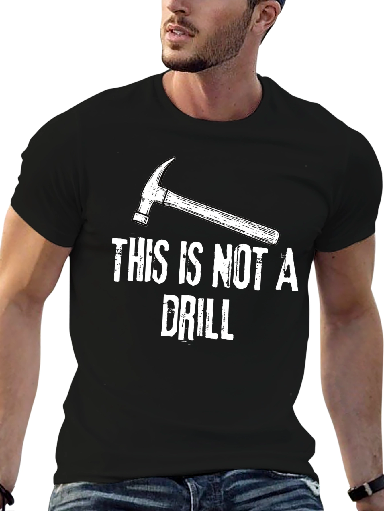 Black This Is Not A Drill Hammer Graphic T-Shirt view 6