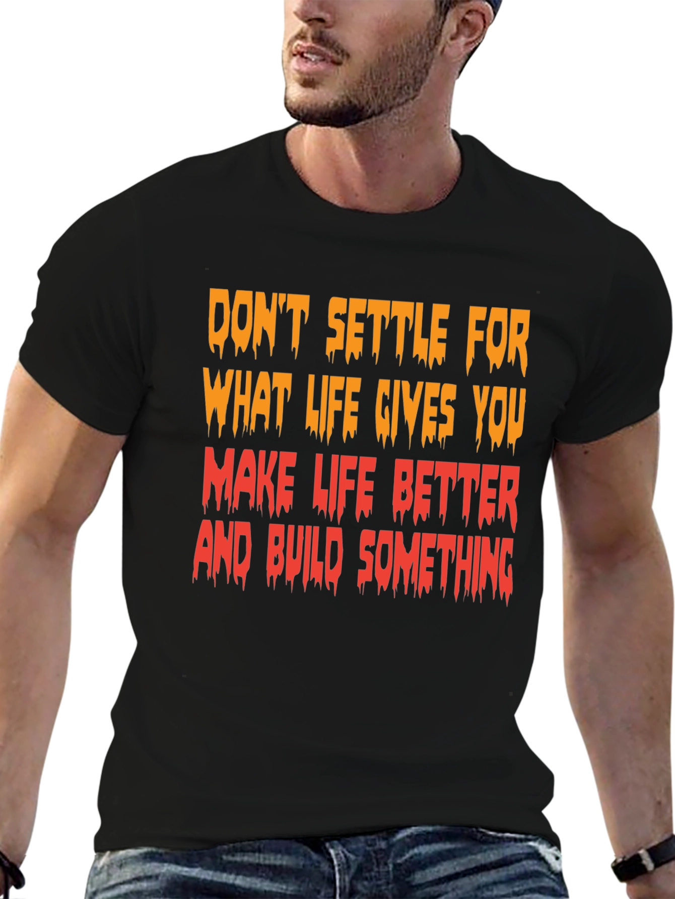 Black Motivational Graphic T-Shirt - "Make Life Better" view 6